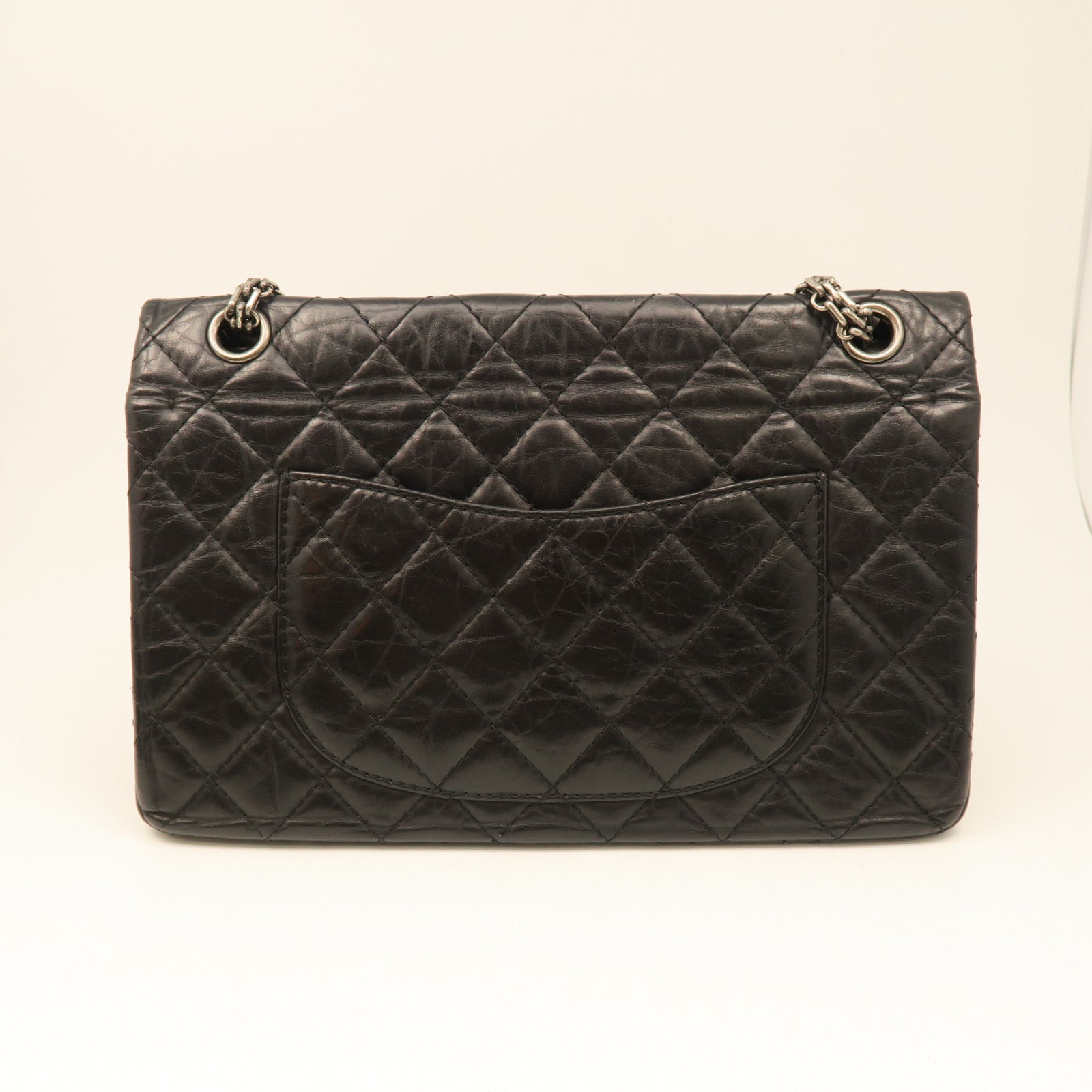 CHANEL rhombic cowhide leather 2.55 Chain Shoulder silver buckle chain shoulder bag black
