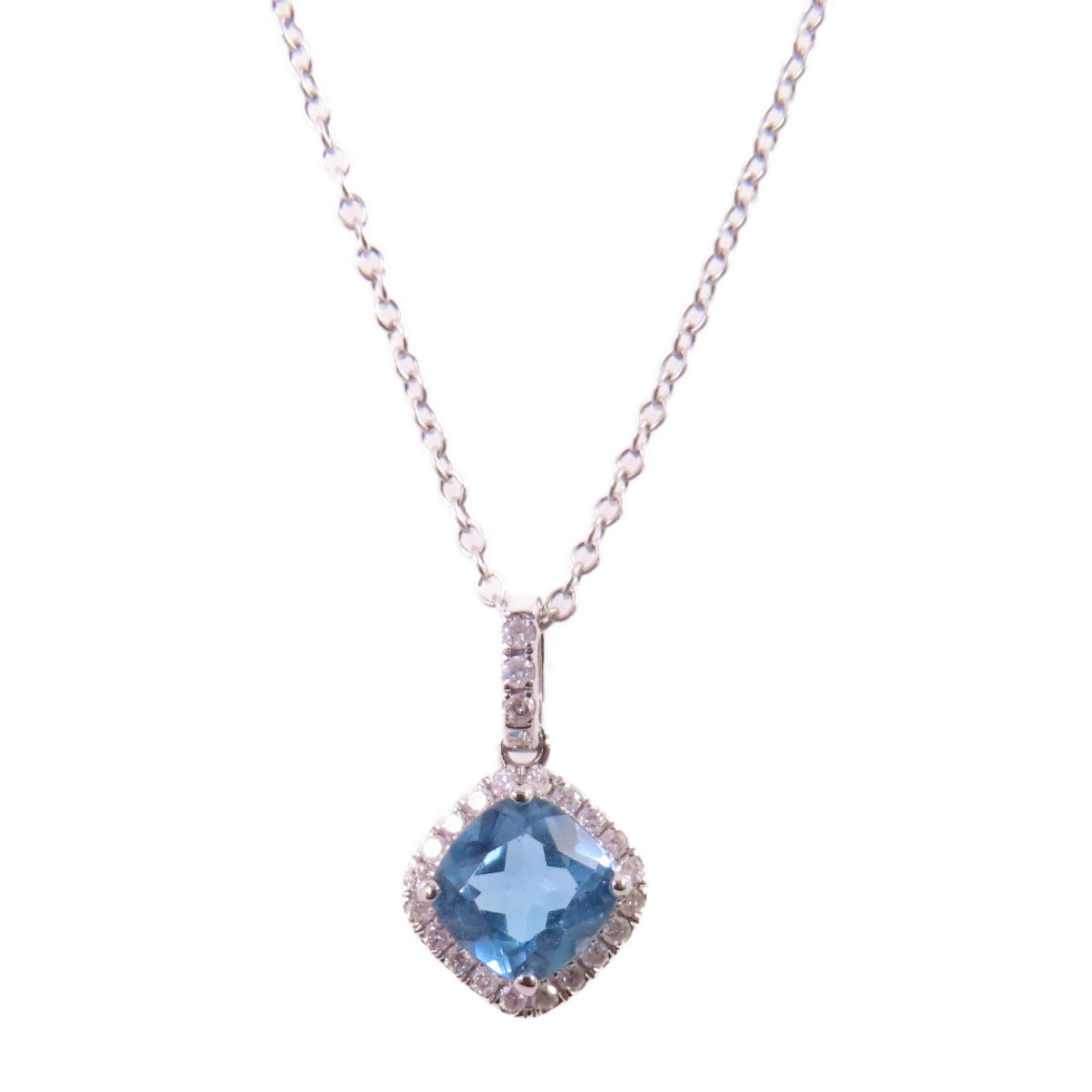 JEWELRY 18K白金Spinel/Diamond Necklace 0.73ct藍尖晶石/0.09ct鑽石項鏈