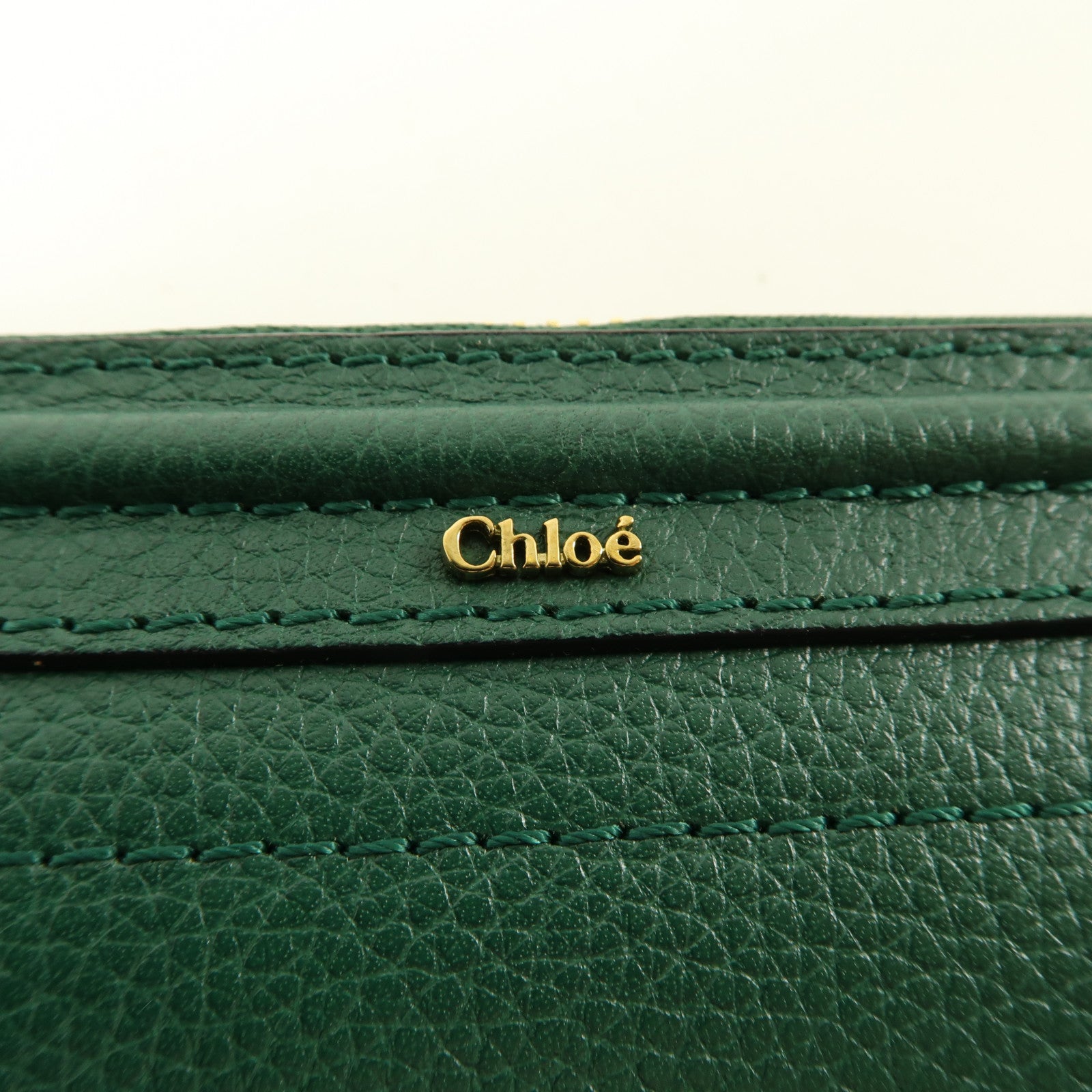 Chloe 牛皮皮革Long Wallet金扣長錢包綠色
