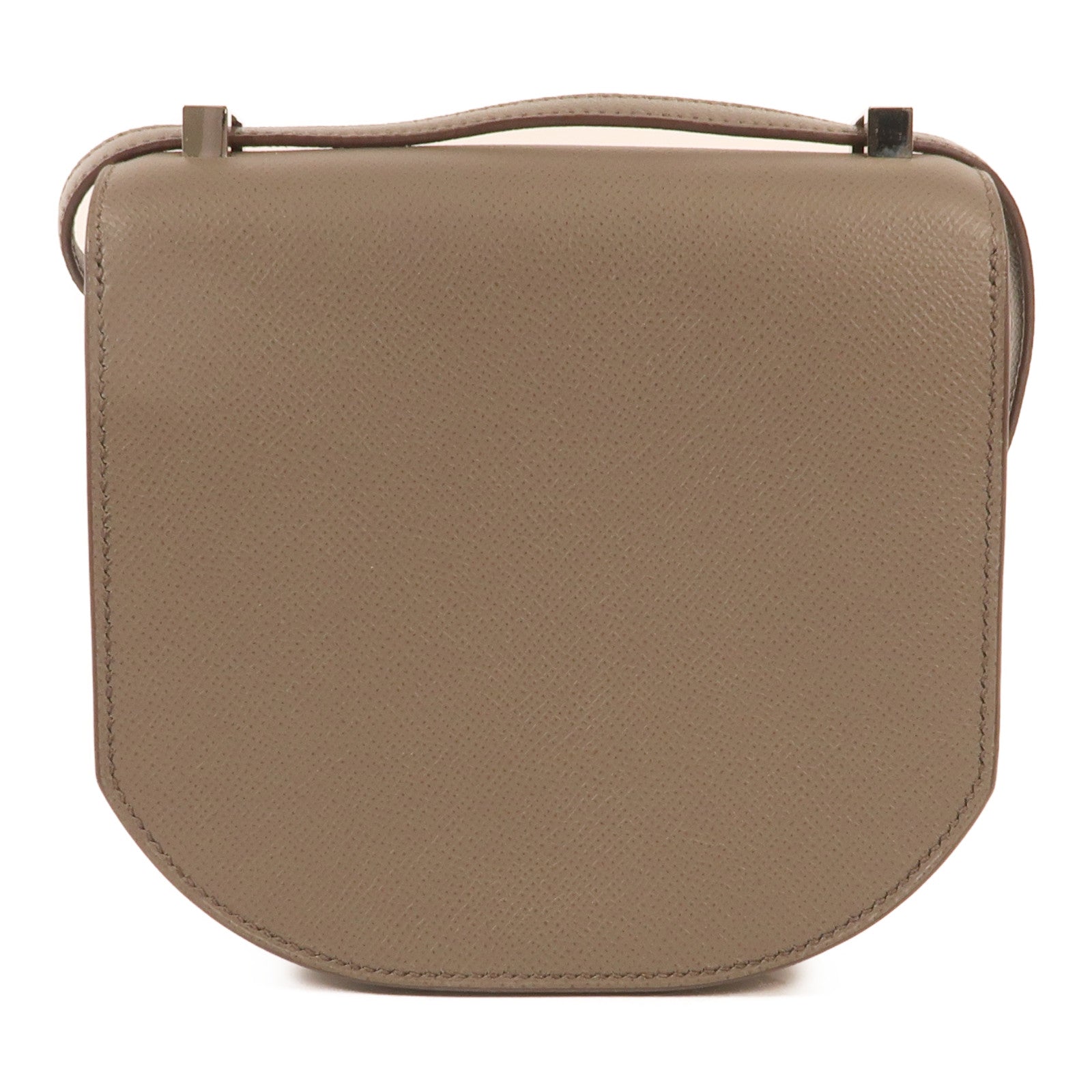 HERMES Epsom皮革Mini Mosaique銀扣肩背袋Etain