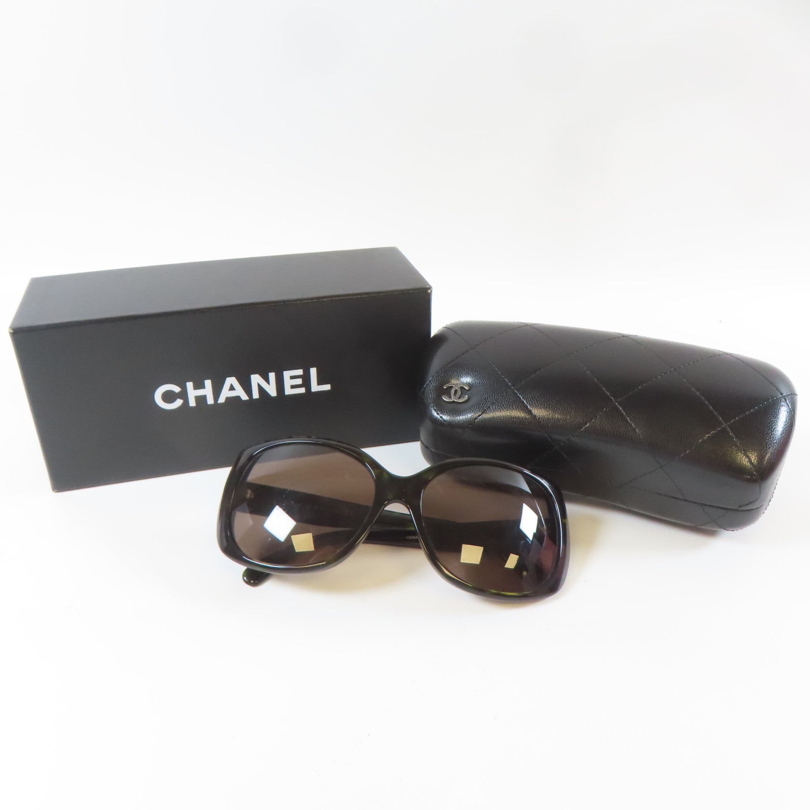 CHANEL PVC Sunglasses太陽眼鏡黑色/綠色