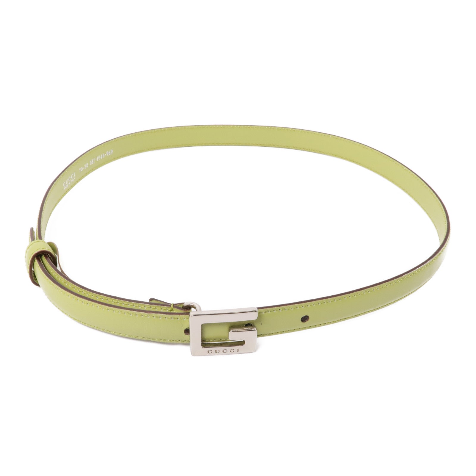 GUCCI 皮革Belt銀扣皮帶綠色