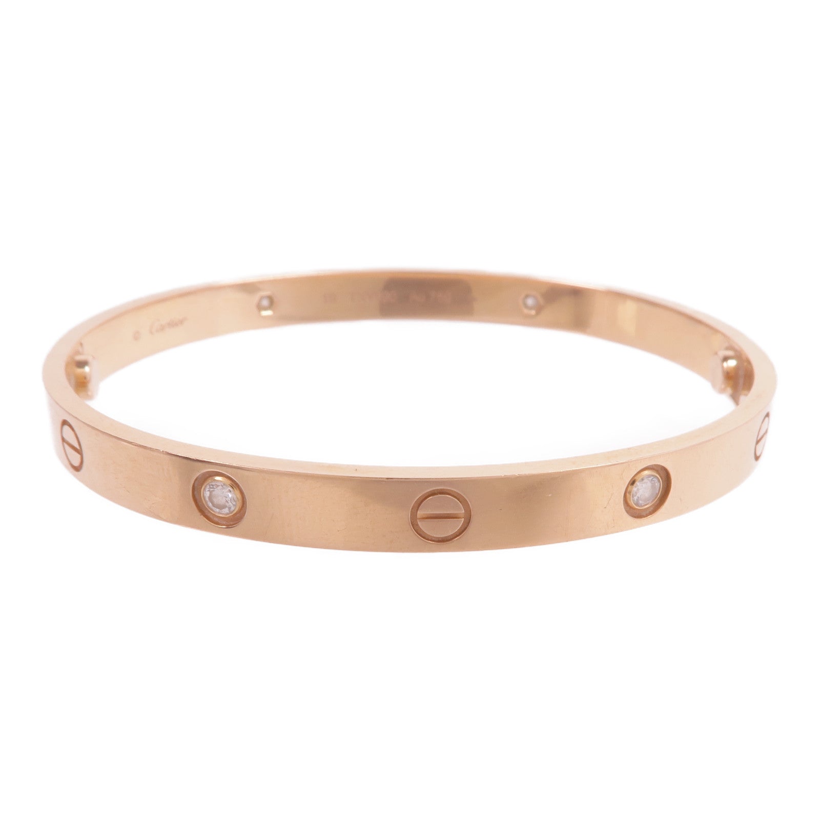 CARTIER 18K玫瑰金Love Bracelet 4 Diamonds鑽石手鐲Cartier#19