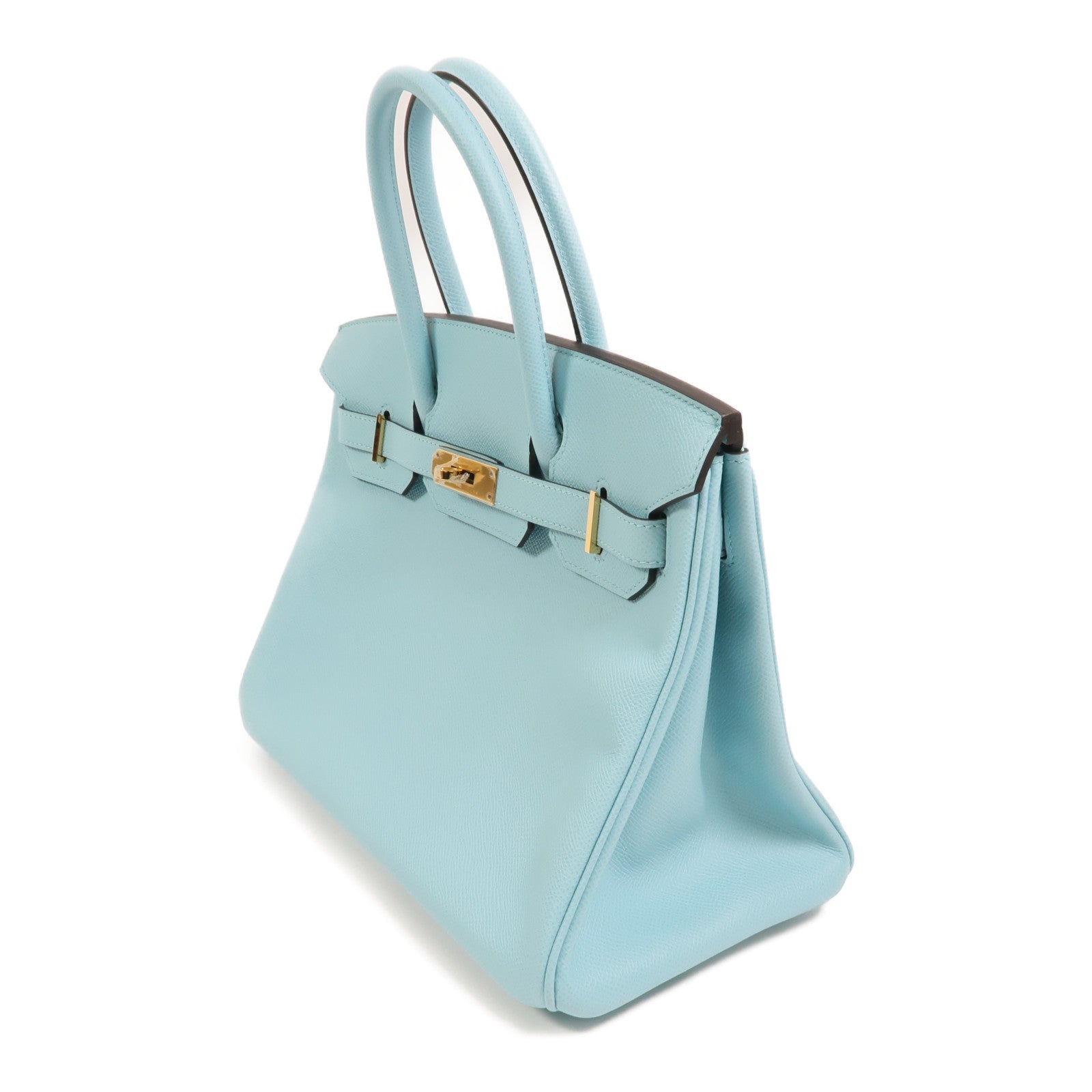 HERMES Epsom皮革Birkin 30金扣手挽袋Bleu Atoll
