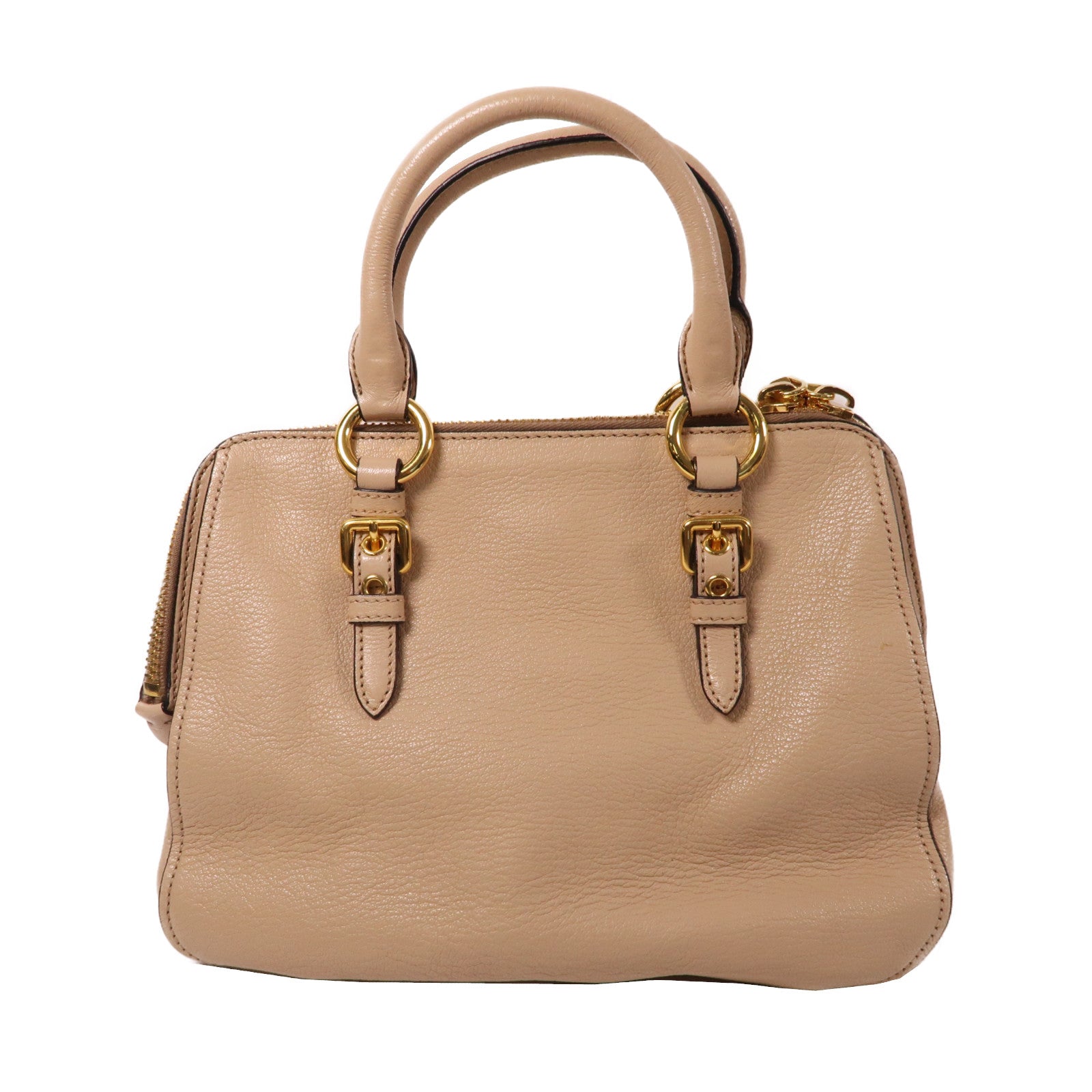 Miu Miu 牛皮皮革2 Way Shoulder Bag金扣手挽肩背兩用袋米色