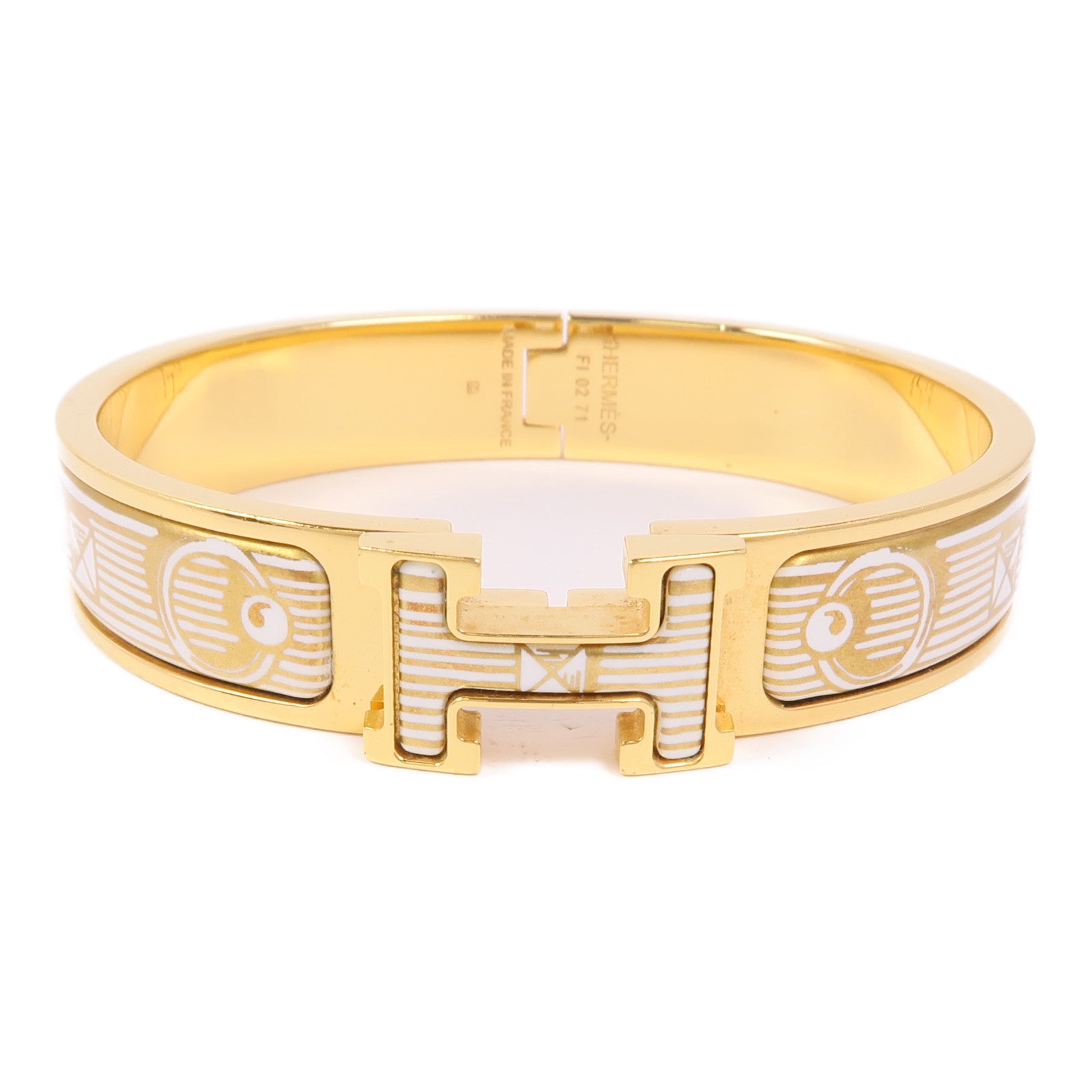 HERMES Clic H Bracelet Metal Enamel Gold