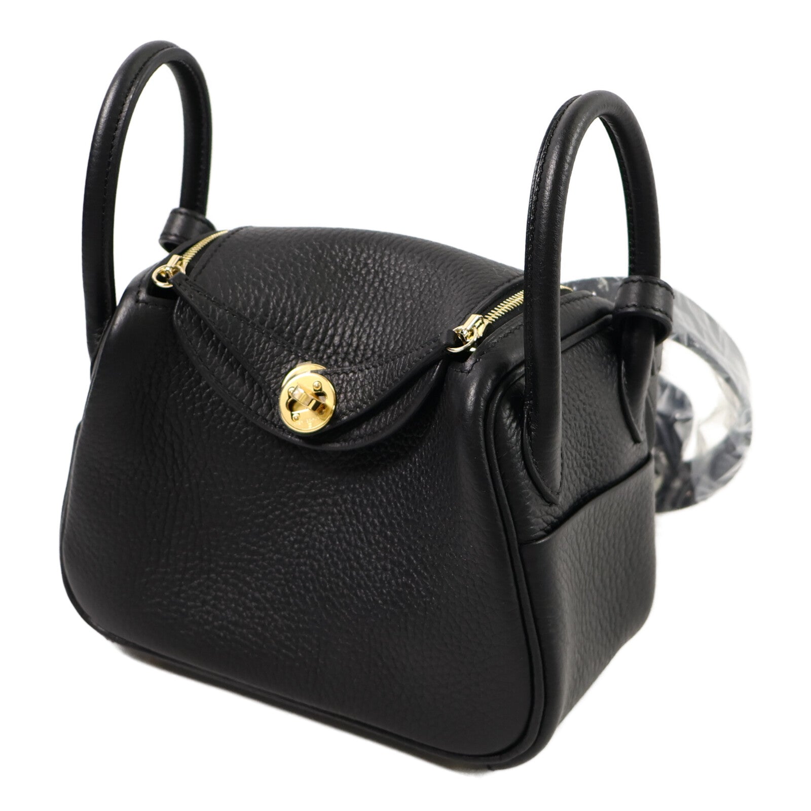 HERMES Clemence皮革Mini Lindy肩背袋Noir