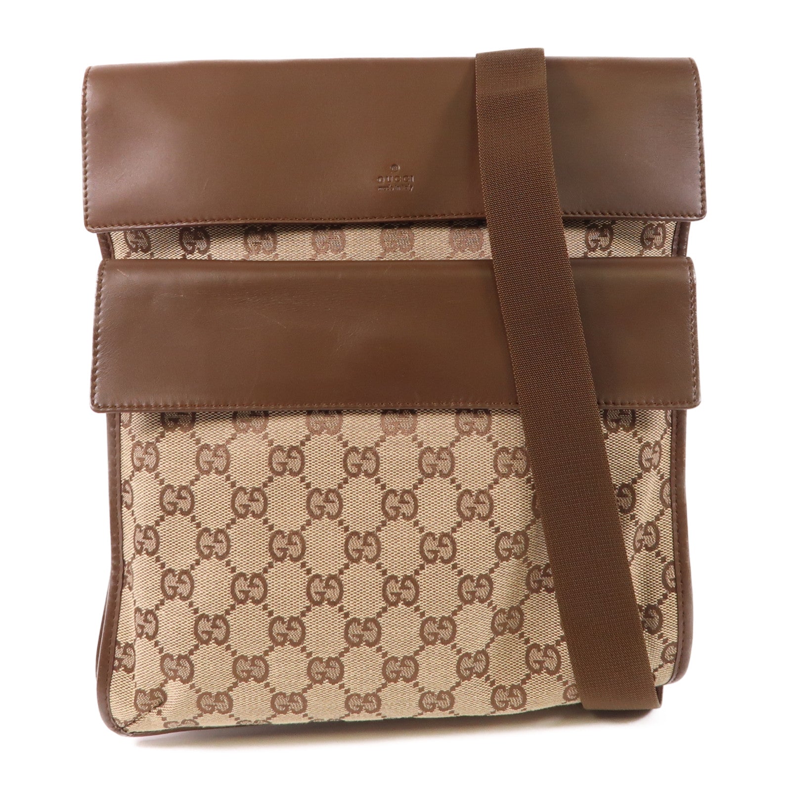 GUCCI 帆布Shoulder Bag銀扣肩背袋