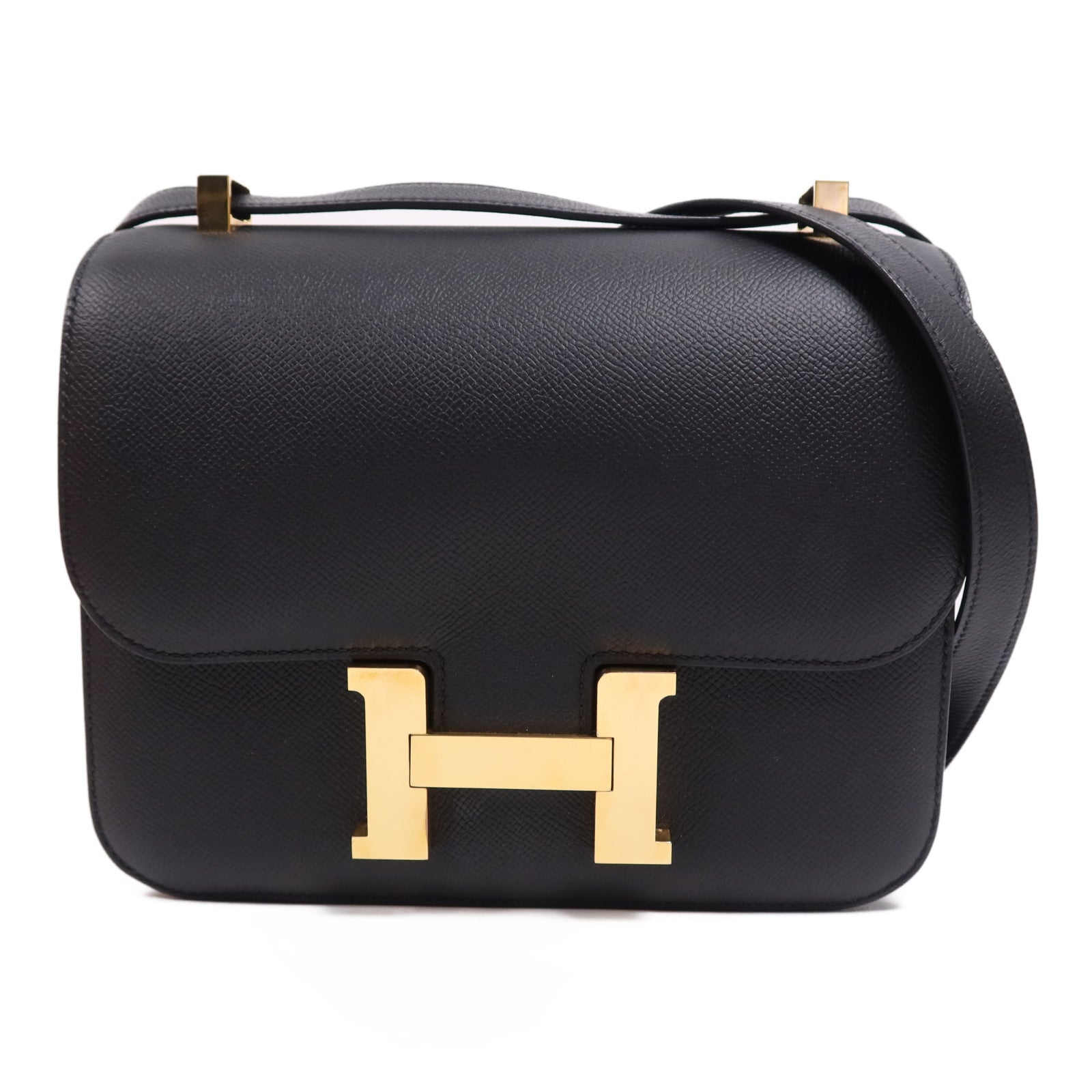 HERMES Epsom皮革Constance 24金扣肩背袋Noir