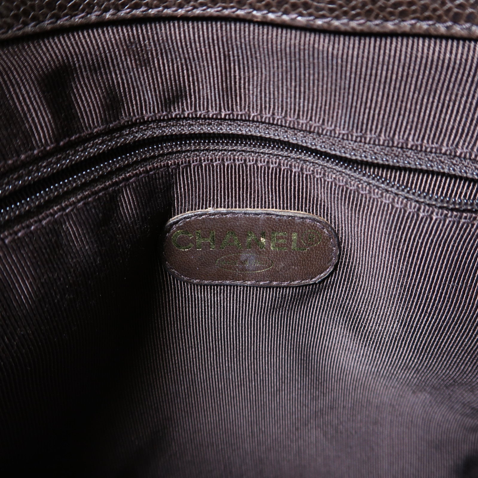 CHANEL Caviar皮革Shoulder Bag金扣肩背袋啡色