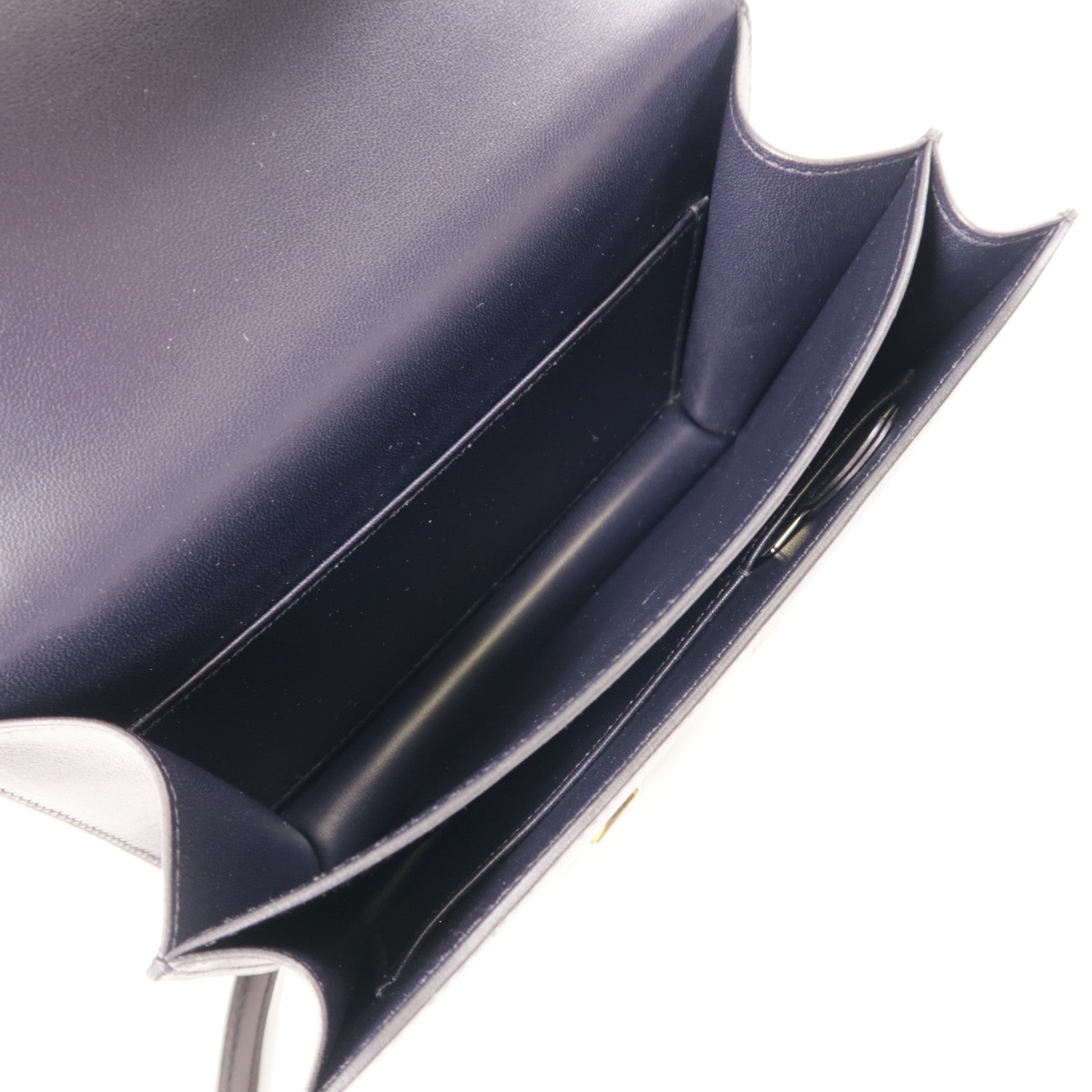 HERMES Evercalf皮革Constance 24金扣肩背袋Bleu Indigo