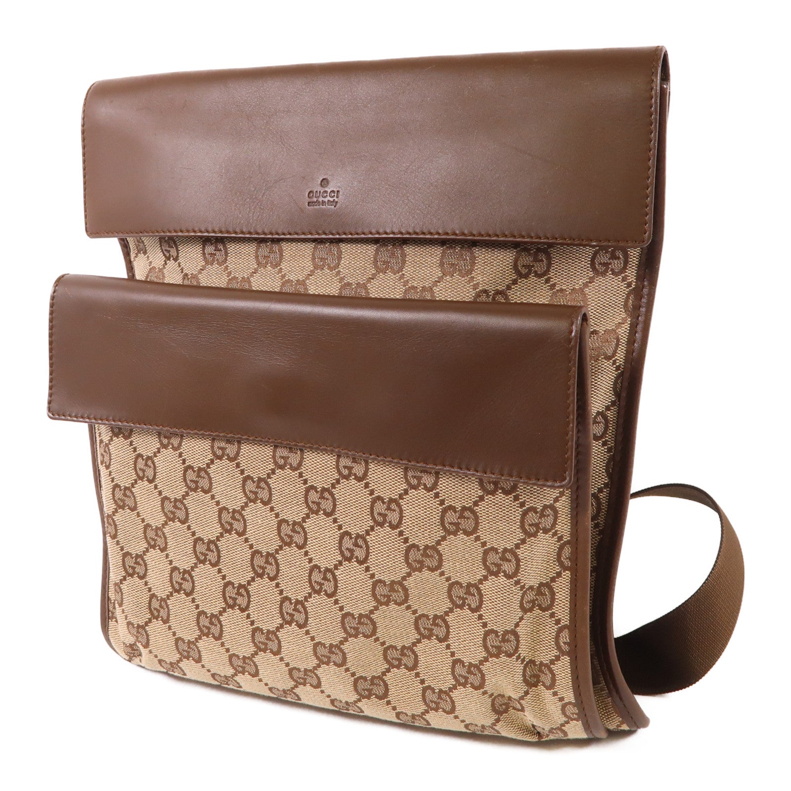 GUCCI 帆布Shoulder Bag銀扣肩背袋