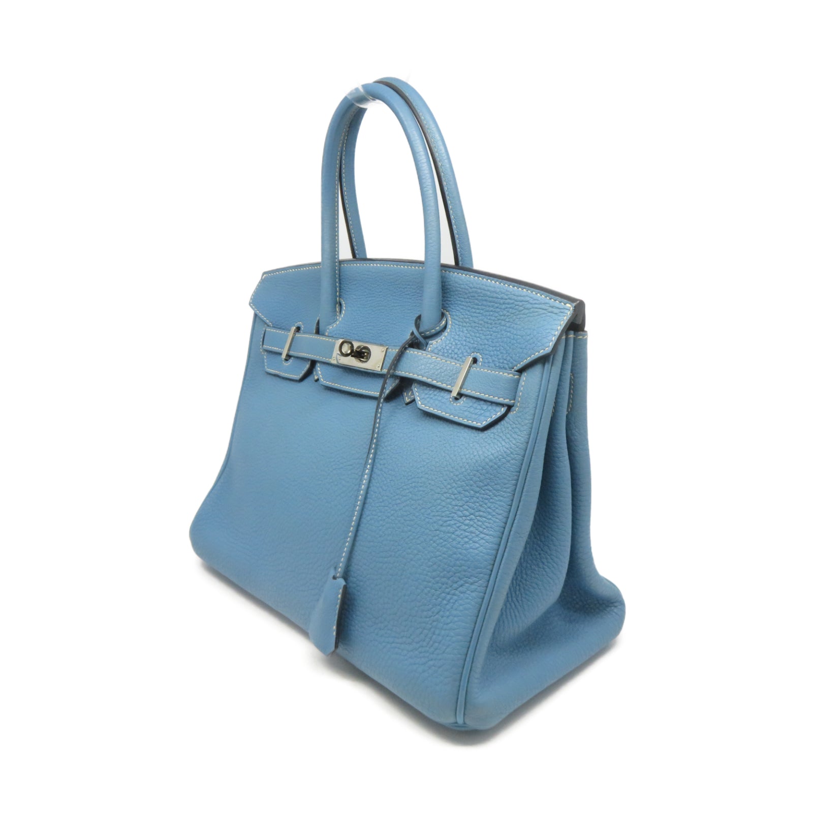 HERMES Togo皮革Birkin 30銀扣手挽袋Blue Jeans牛仔藍色