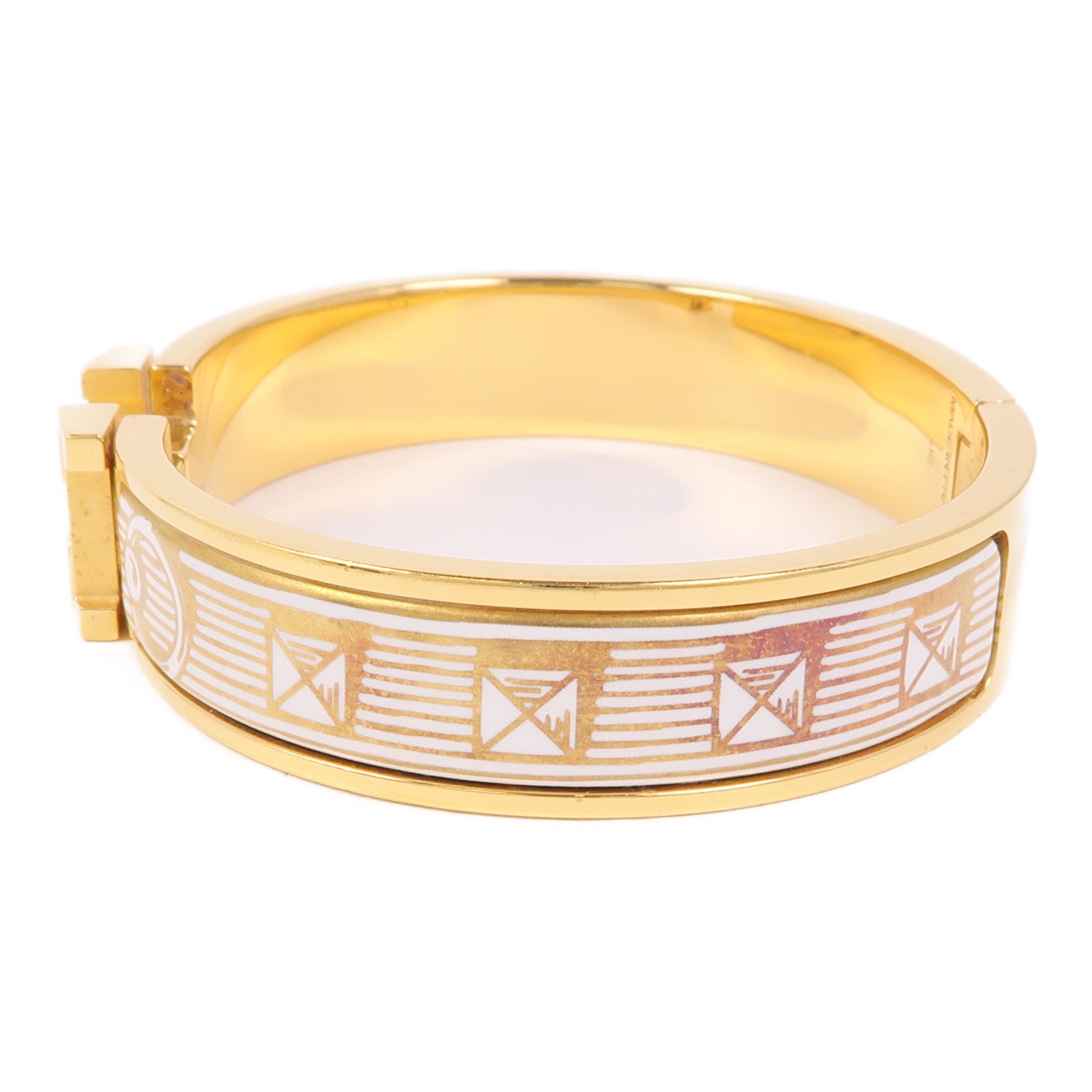 HERMES Clic H Bracelet Metal Enamel Gold