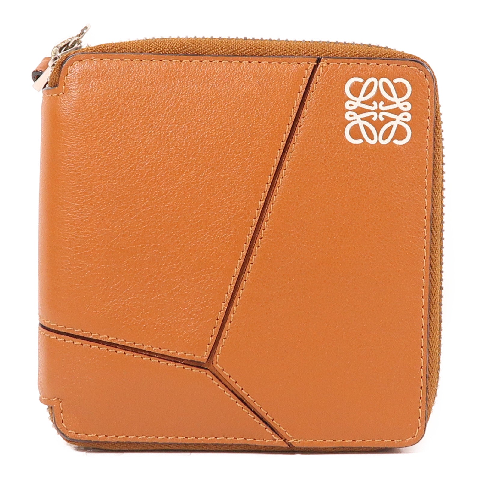 LOEWE 牛皮皮革Zipper Wallet銀扣錢包
