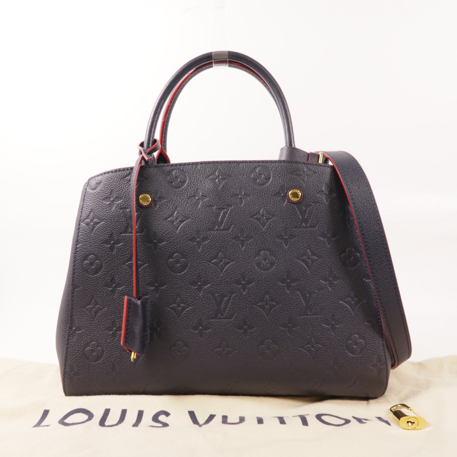 LOUIS VUITTON Monogram Empreinte Montaigne MM金扣手挽肩背兩用袋