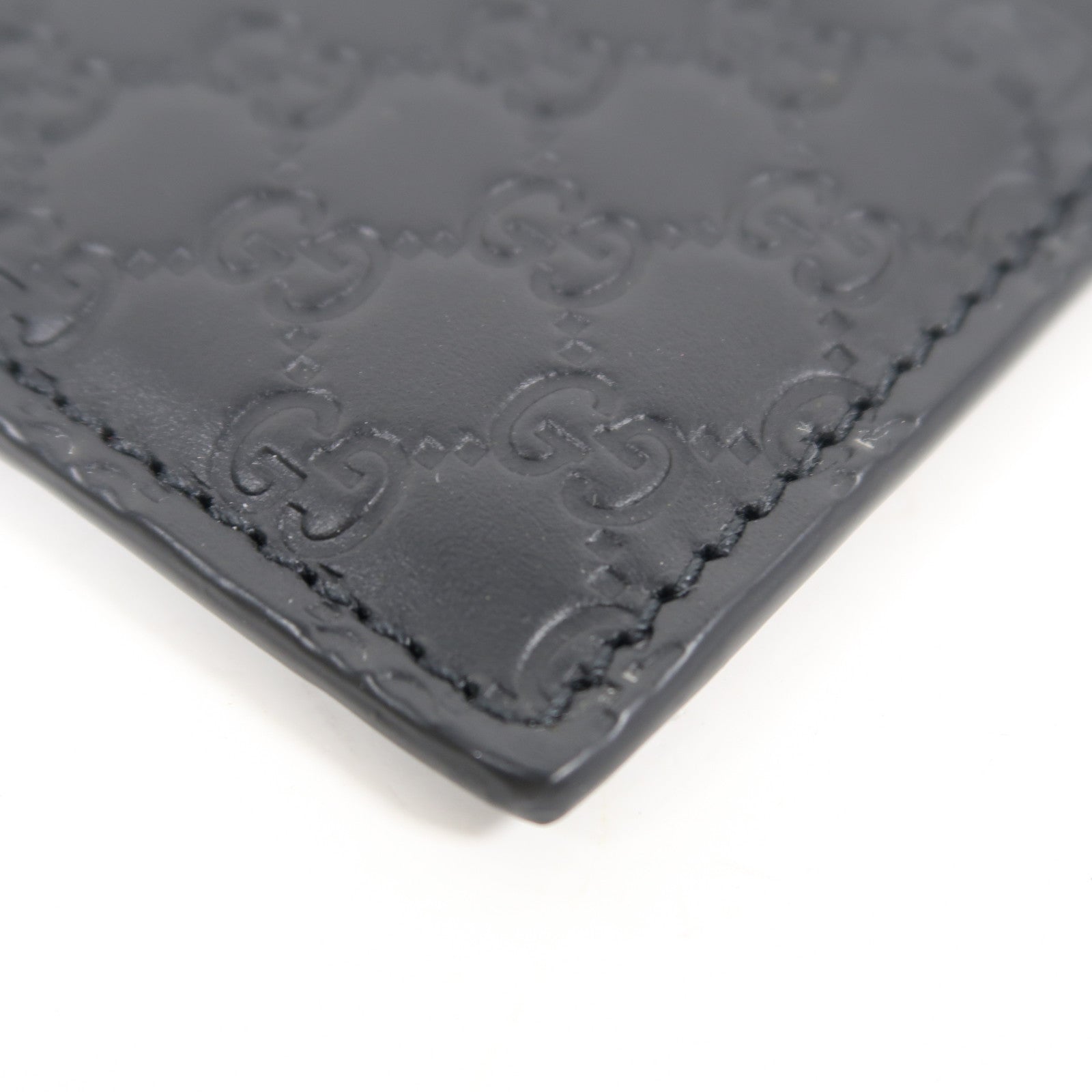 GUCCI 牛皮皮革Micro Guccissima Card Case卡片套黑色