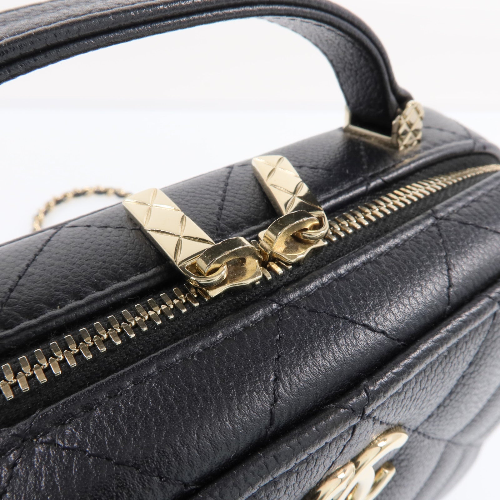 CHANEL 【激減優惠】牛皮皮革Vanity Case金扣手挽肩背兩用袋