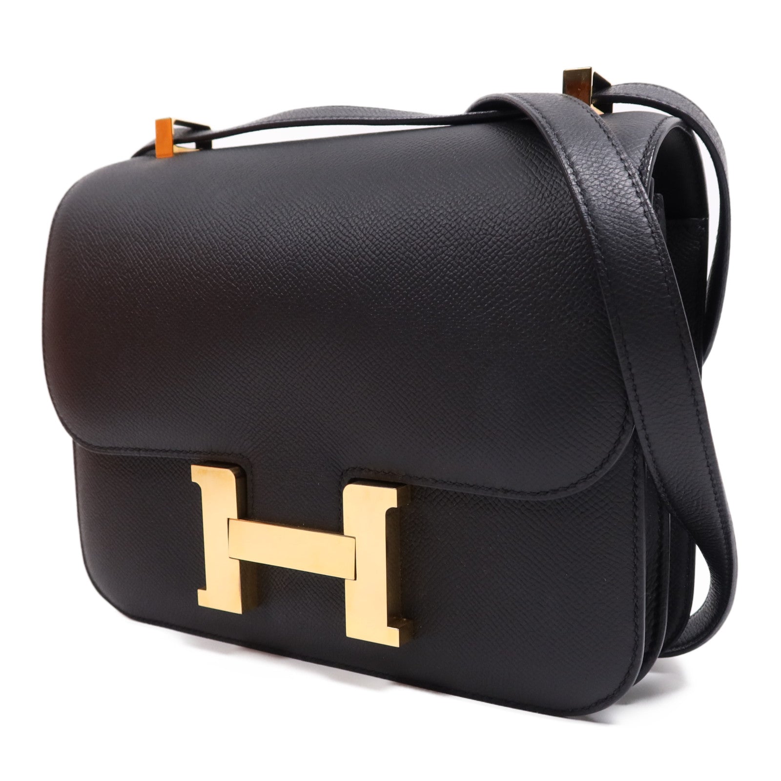 HERMES Epsom皮革Constance 24金扣肩背袋Noir