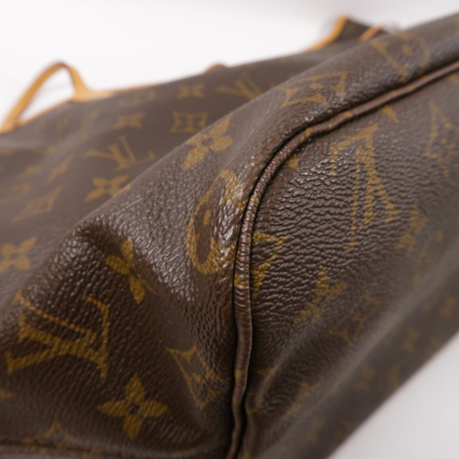 LOUIS VUITTON Monogram Neverfull GM金扣手挽袋啡色