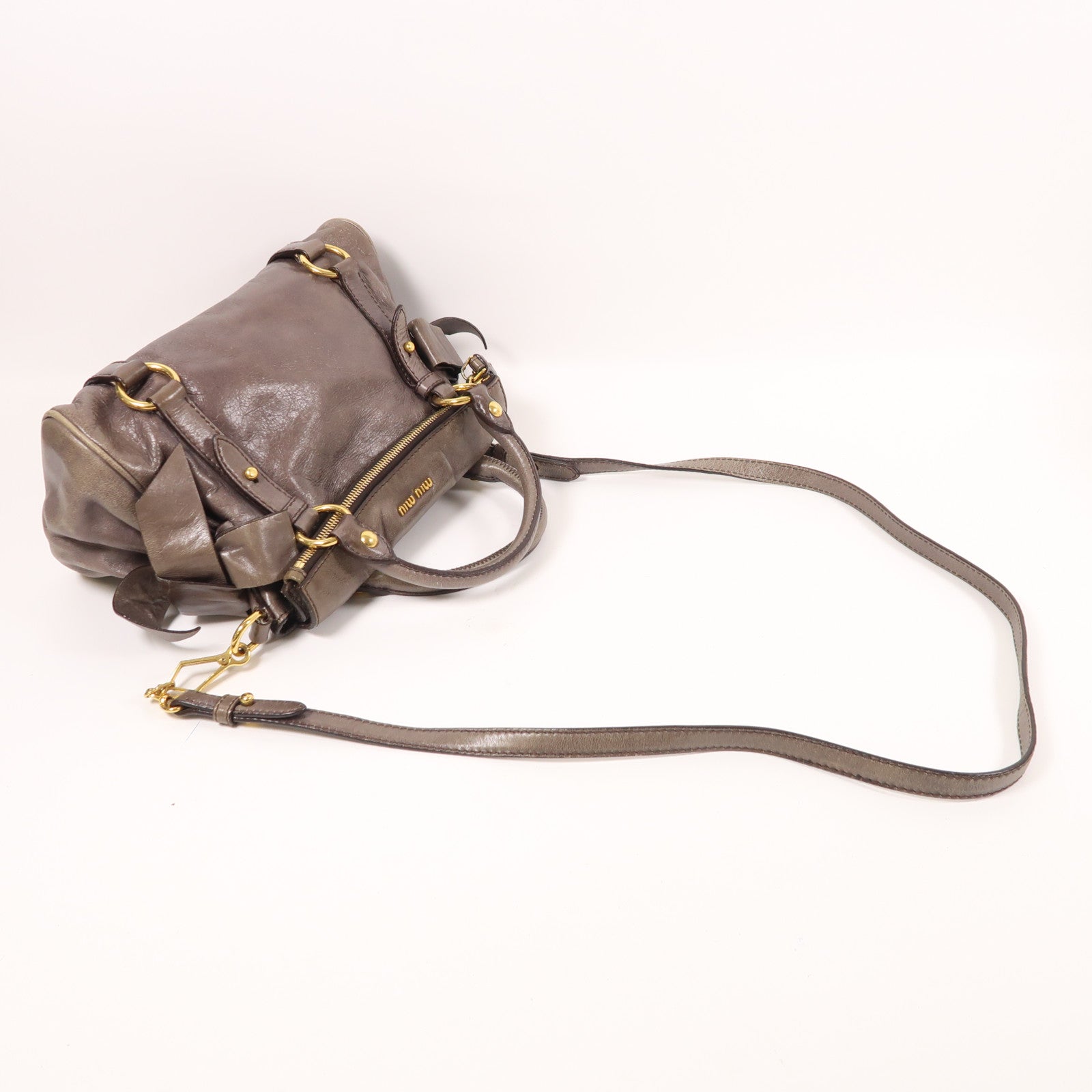 Miu Miu 牛皮皮革2 Way Shoulder金扣手挽肩背兩用袋