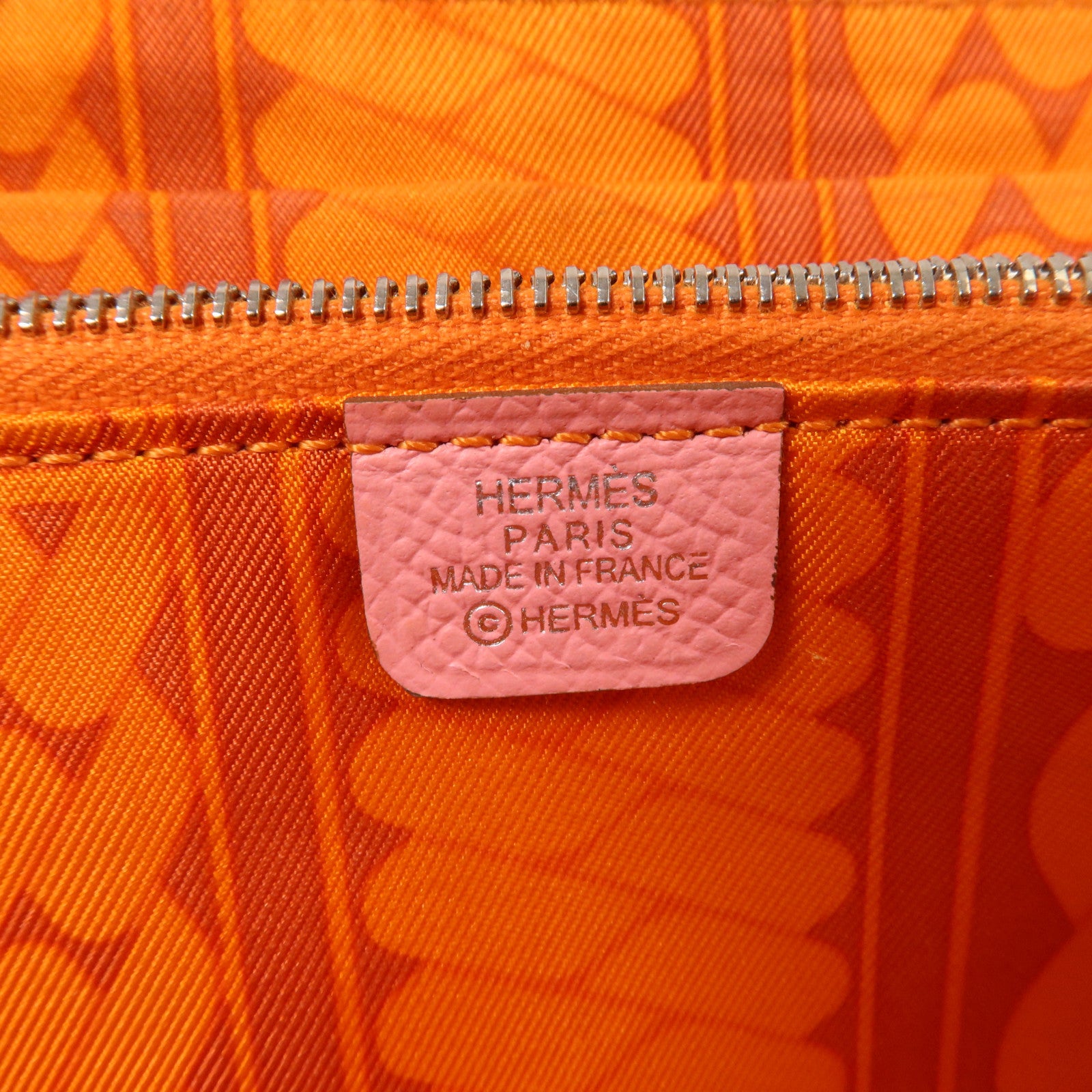 HERMES Epsom皮革Silk In Long Wallet銀扣長錢包Rose Azalee