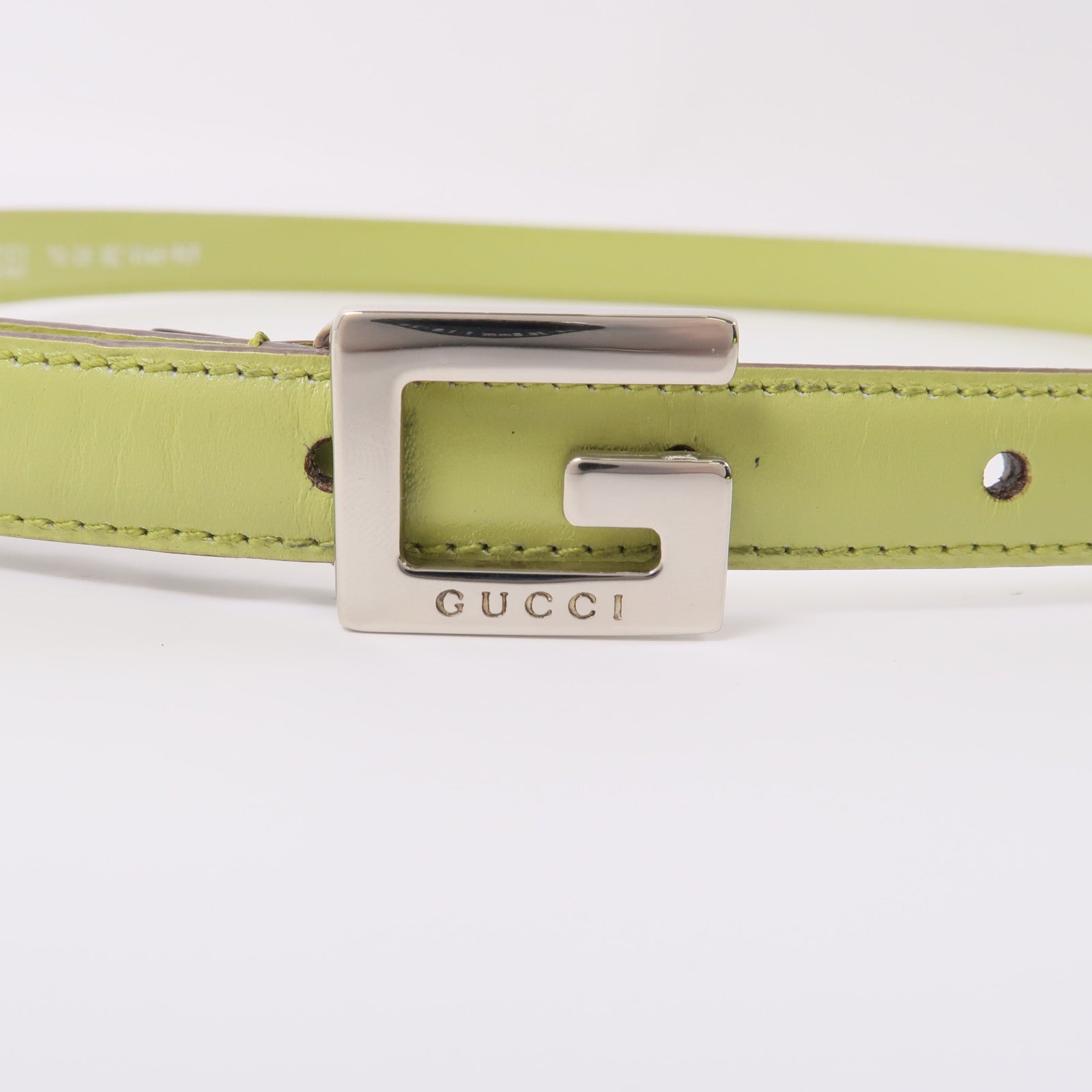 GUCCI 皮革Belt銀扣皮帶綠色