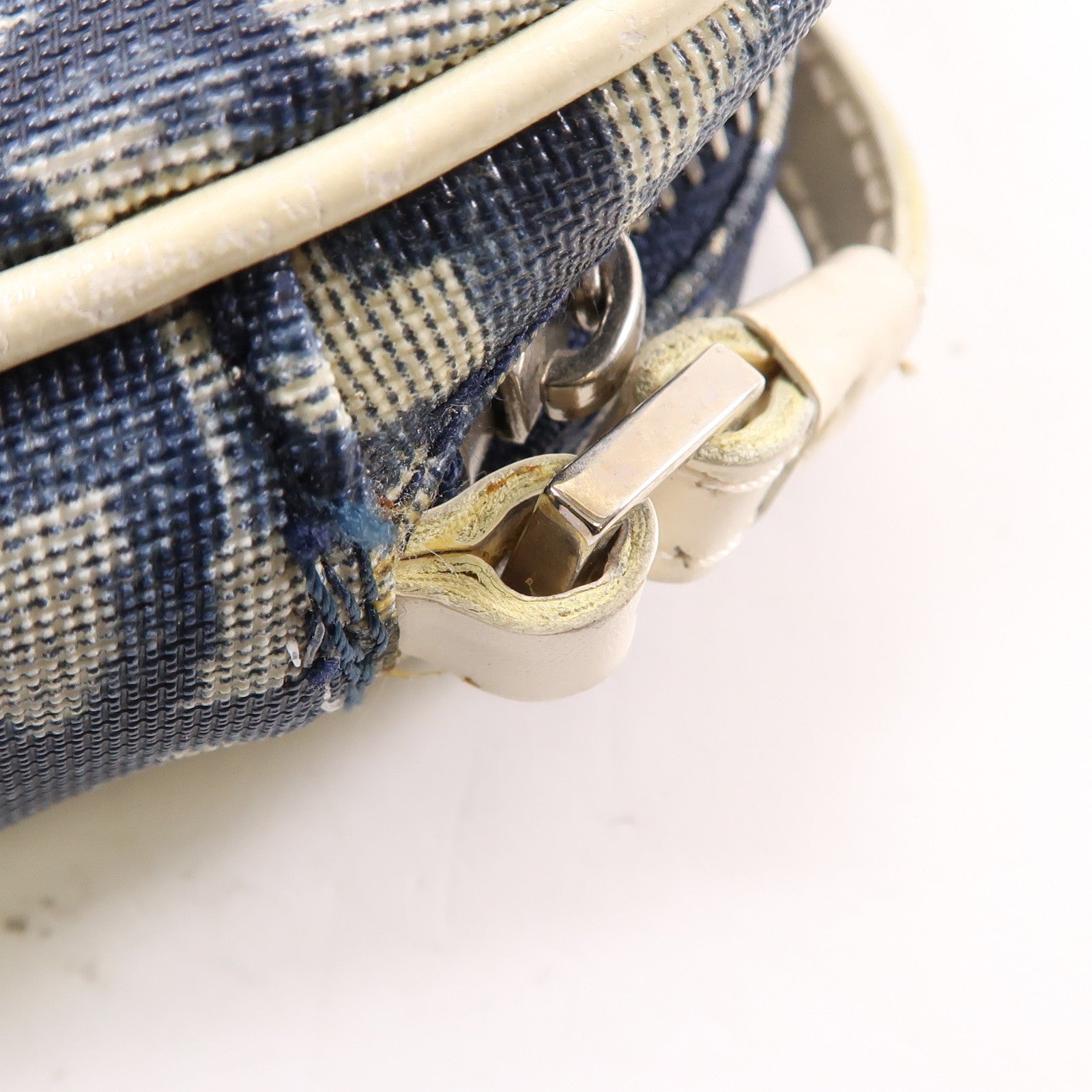 Dior CD SHW Shoulder Bag Handbag Coated Canvas Bule White