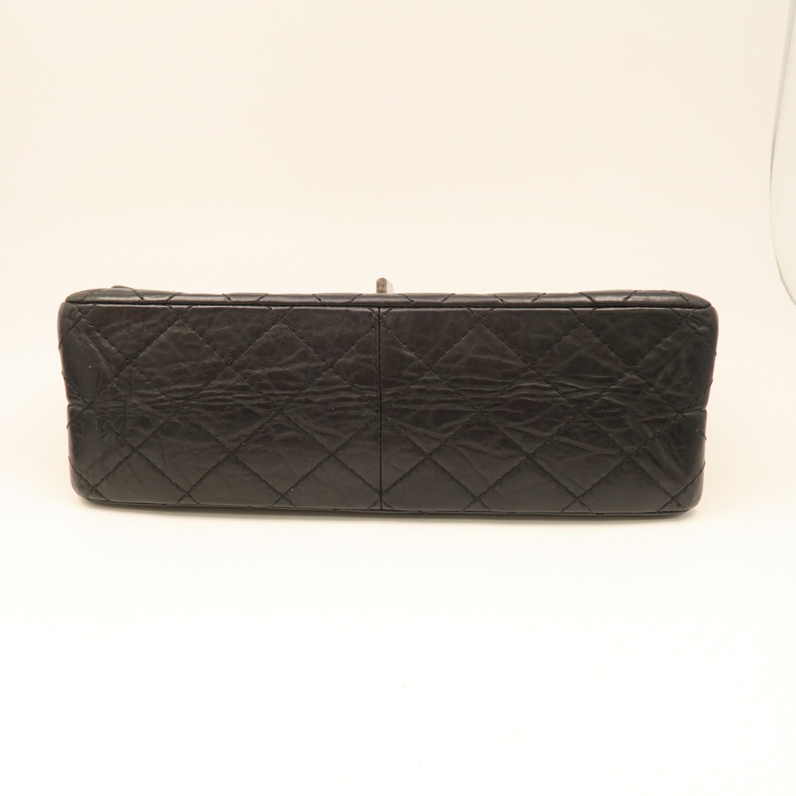 CHANEL rhombic cowhide leather 2.55 Chain Shoulder silver buckle chain shoulder bag black