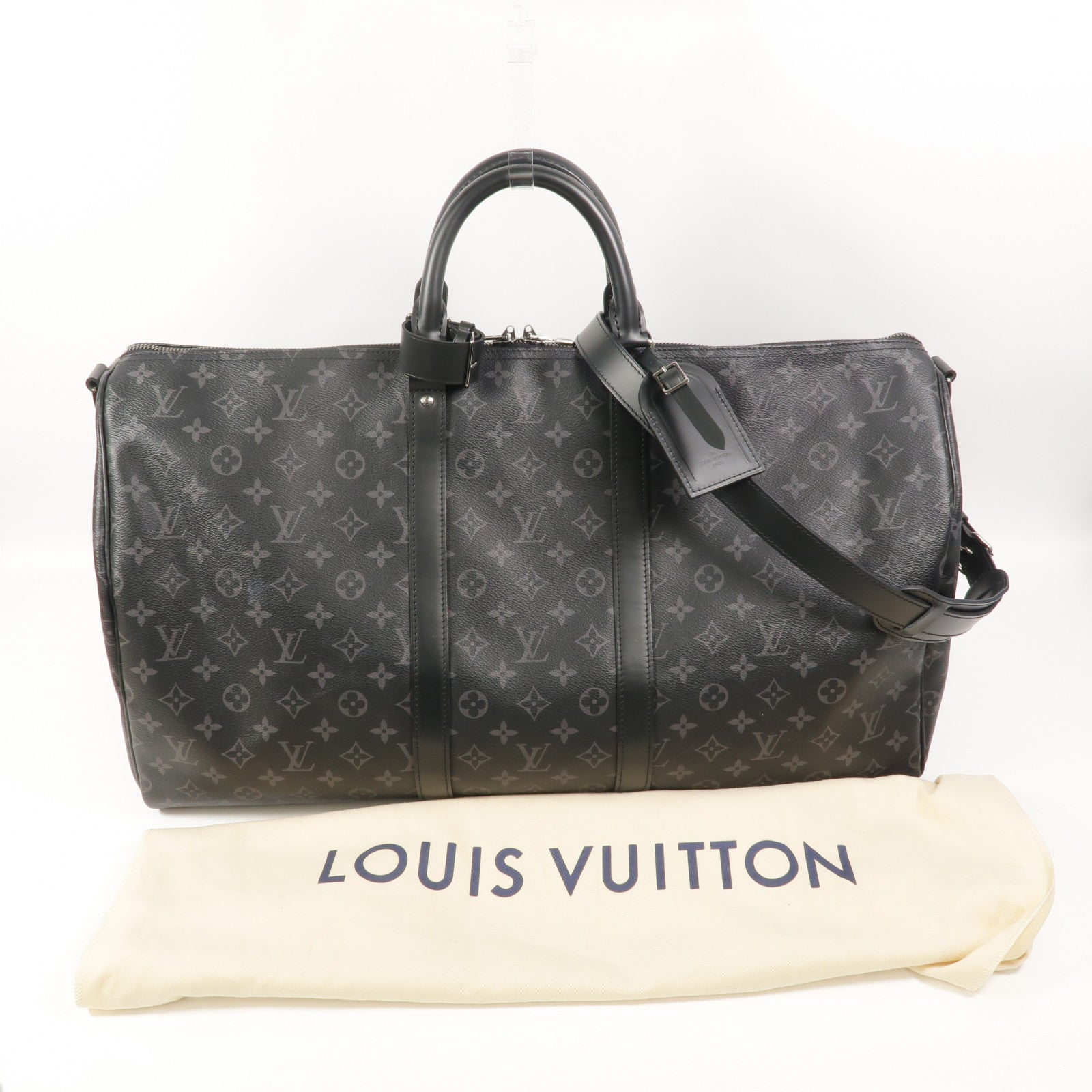 LOUIS VUITTON Monogram Eclipse Keepall Bandouliere 55手挽肩背兩用袋