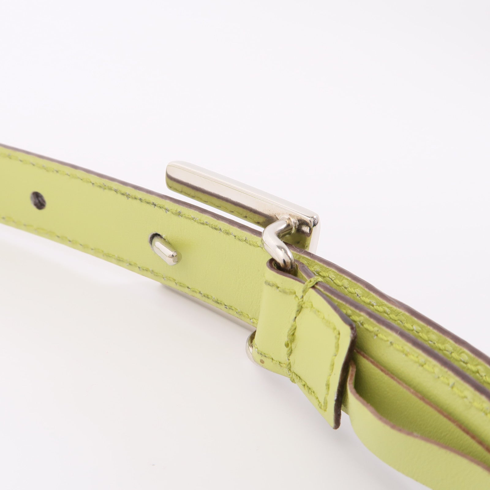GUCCI 皮革Belt銀扣皮帶綠色