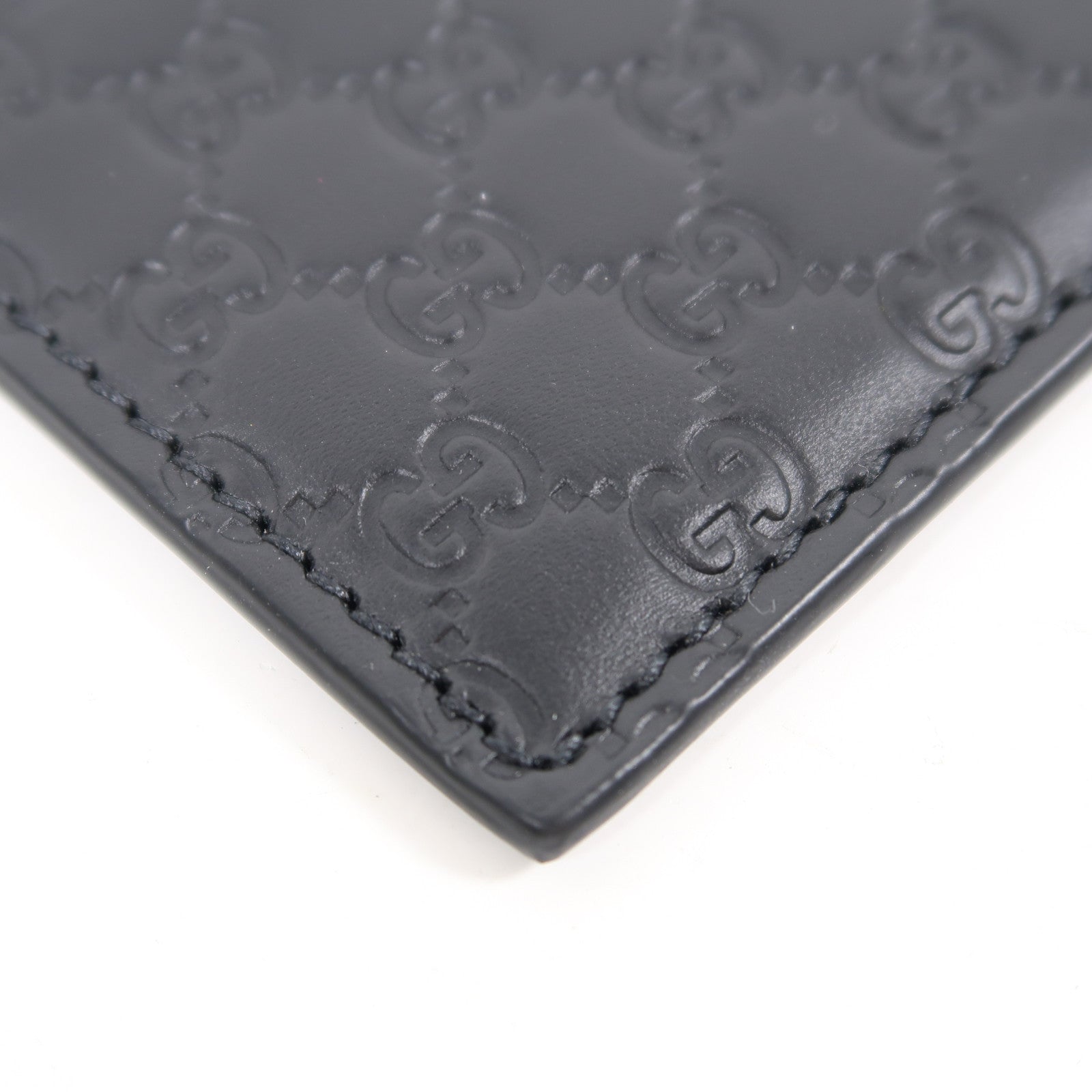 GUCCI 牛皮皮革Micro Guccissima Card Case卡片套黑色