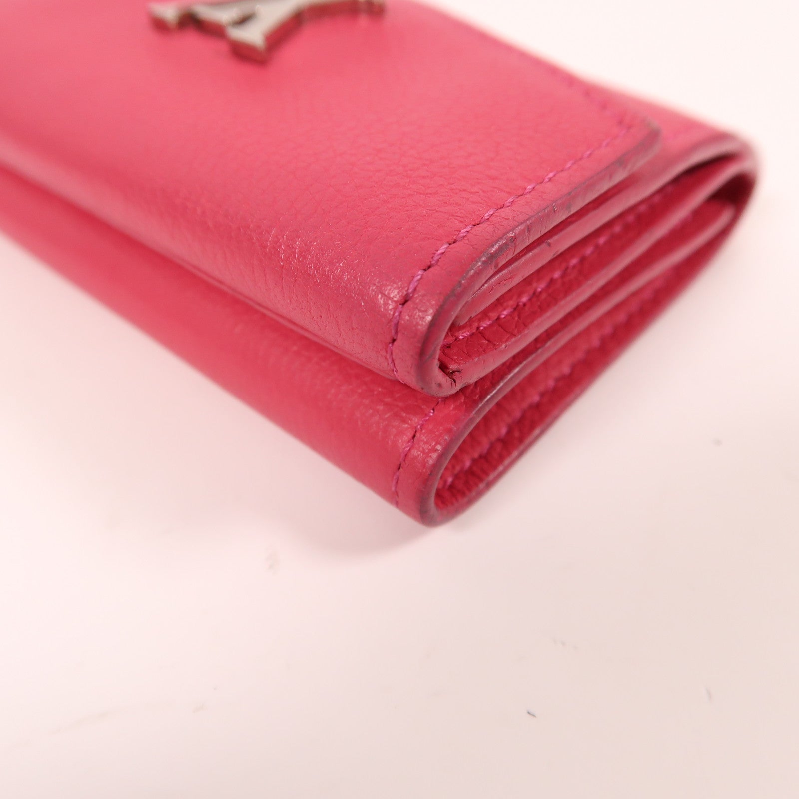 LOUIS VUITTON 牛皮皮革Portefeuille Rock Mini銀扣錢包粉紅色