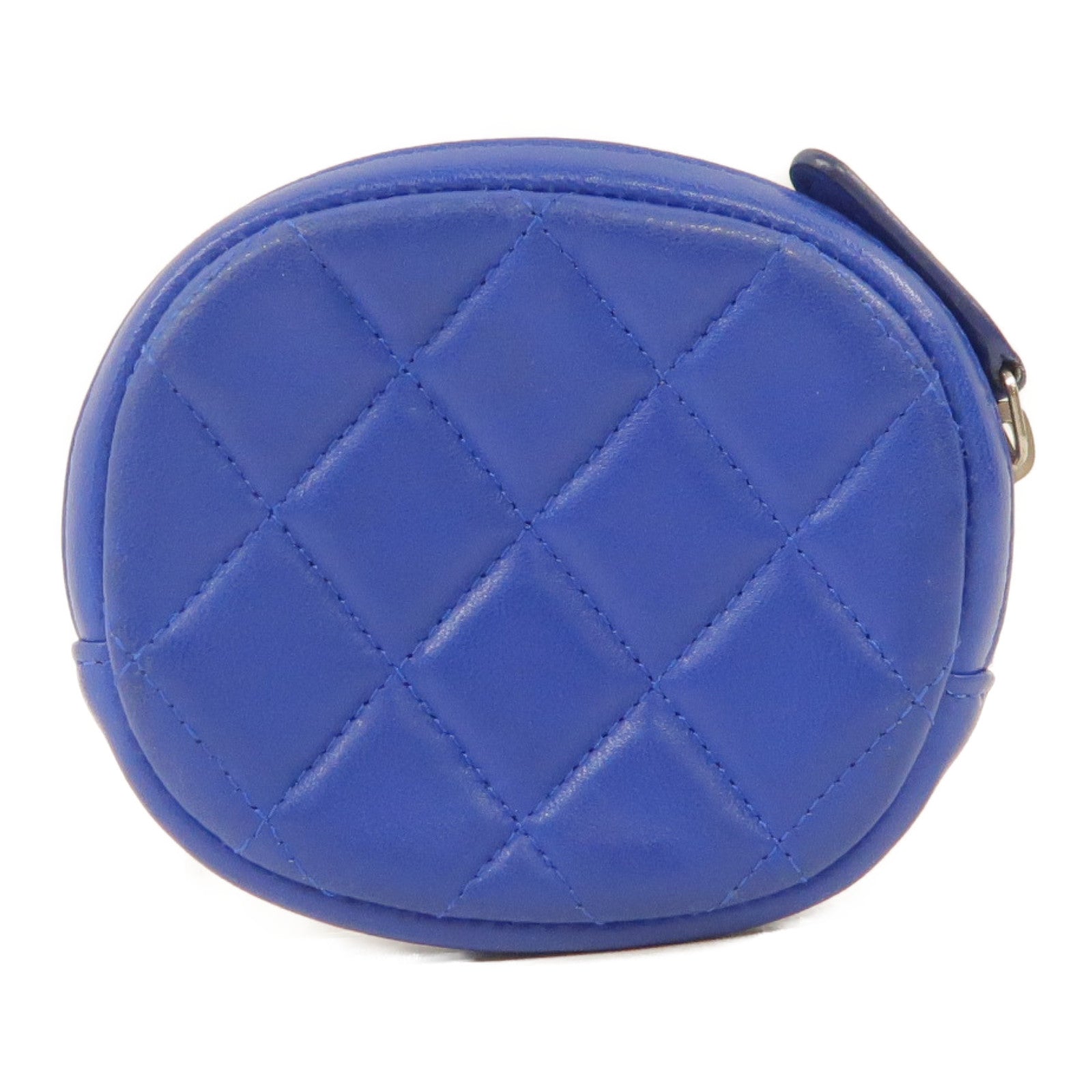 CHANEL 【激減優惠】菱格羊皮皮革Coin Case金扣零錢包藍色