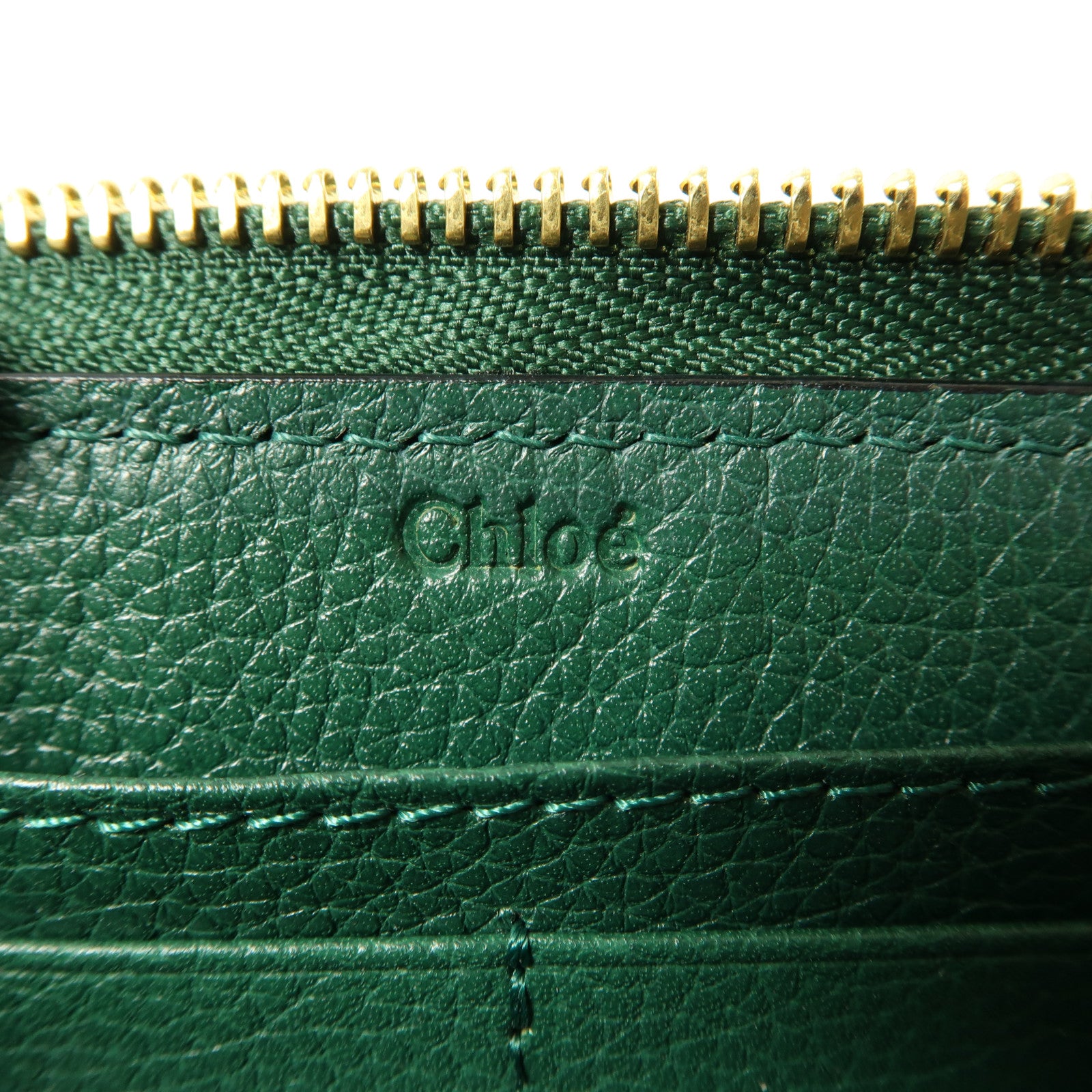 Chloe 牛皮皮革Long Wallet金扣長錢包綠色