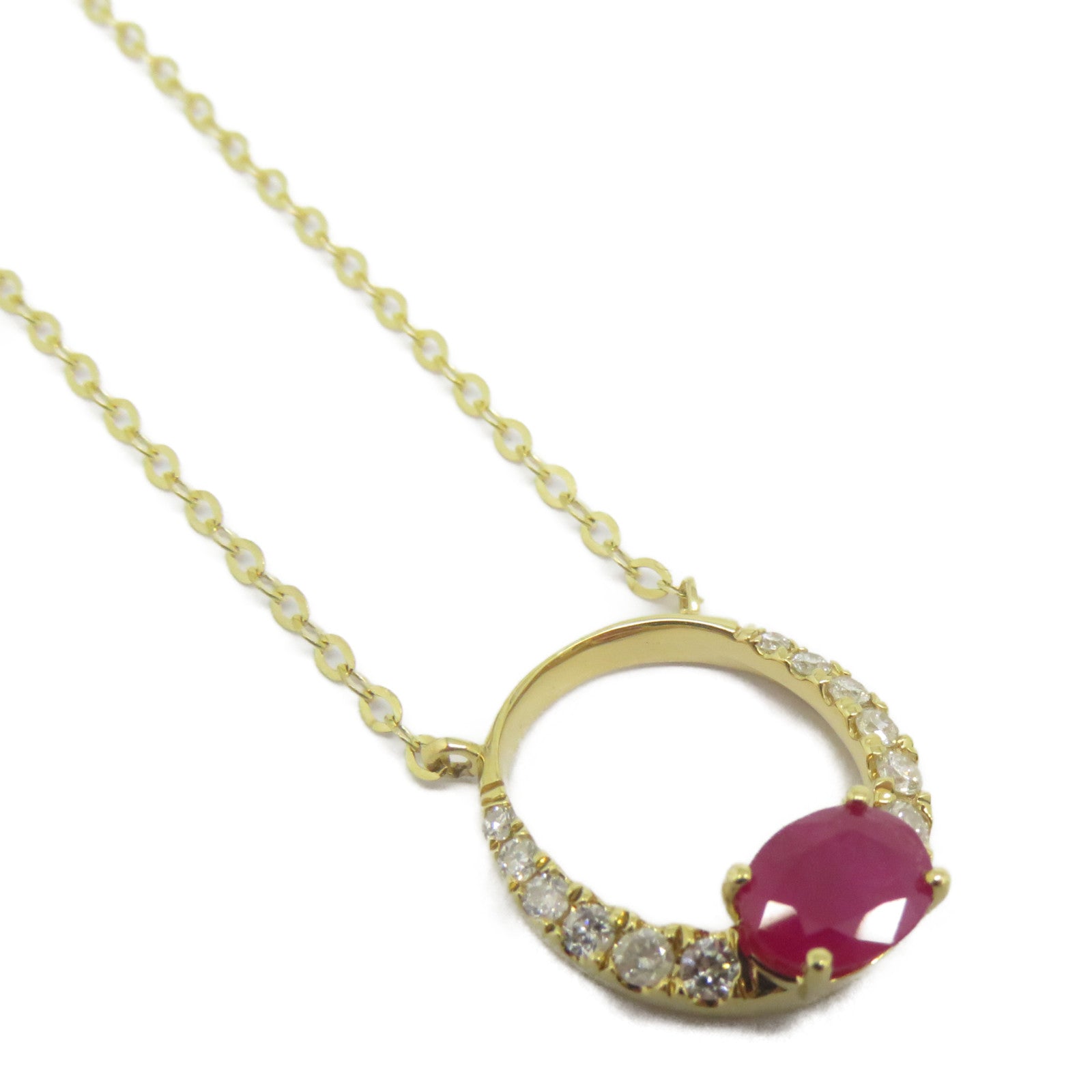 JEWELRY 【激減優惠】18K黃金Ruby Diamond Necklace 0.53ct紅寶石/0.12ct鑽石項鍊
