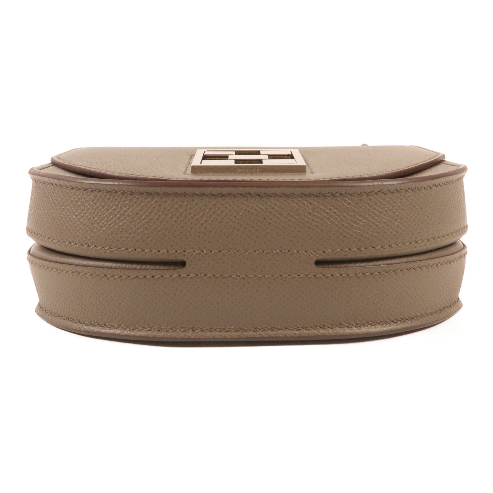 HERMES Epsom皮革Mini Mosaique銀扣肩背袋Etain