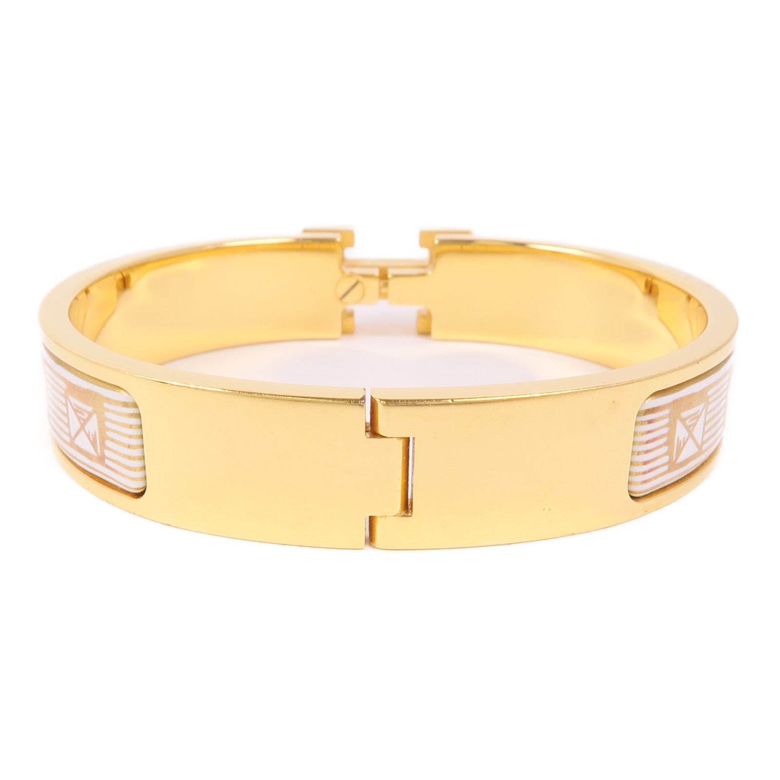 HERMES Clic H Bracelet Metal Enamel Gold