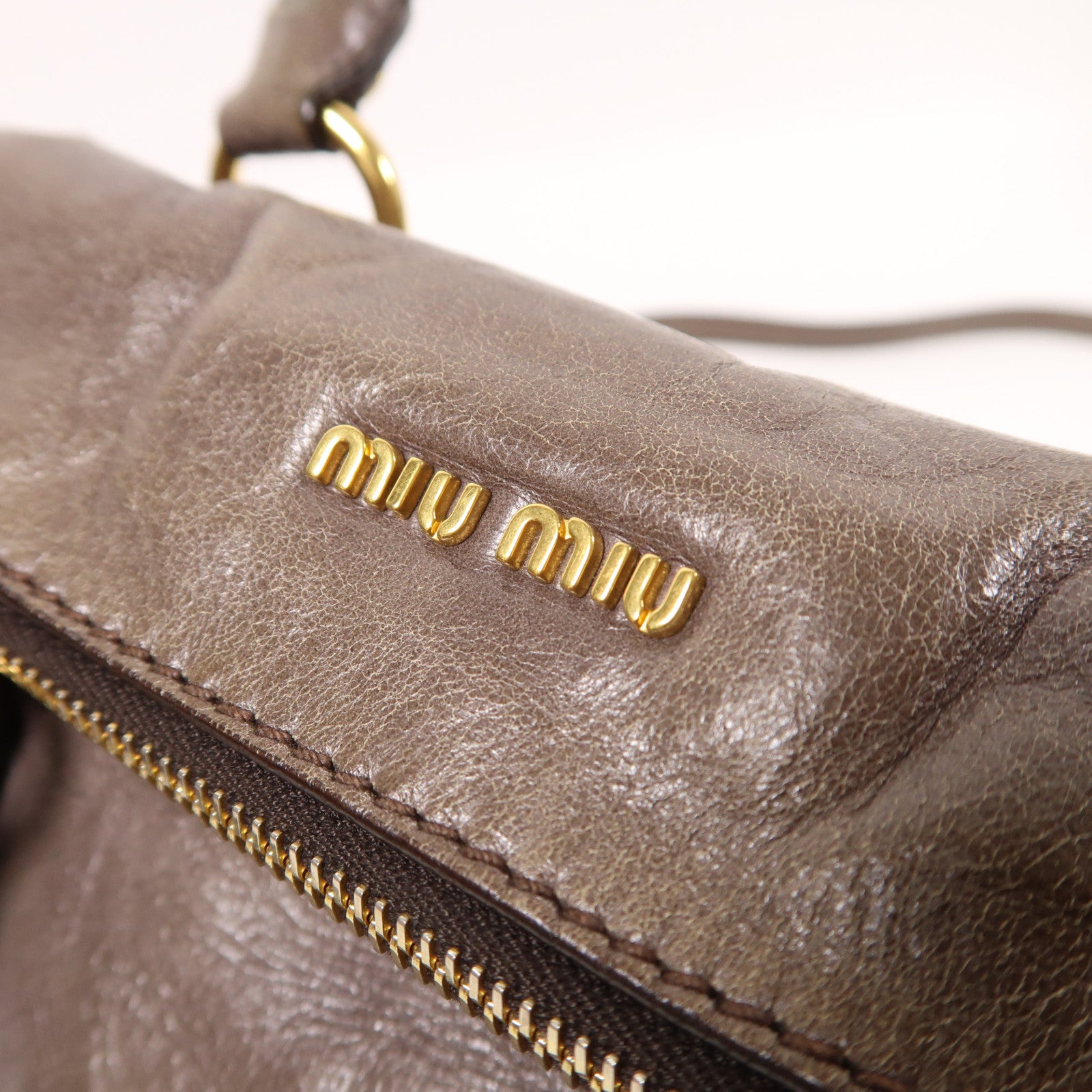 Miu Miu 牛皮皮革2 Way Shoulder金扣手挽肩背兩用袋