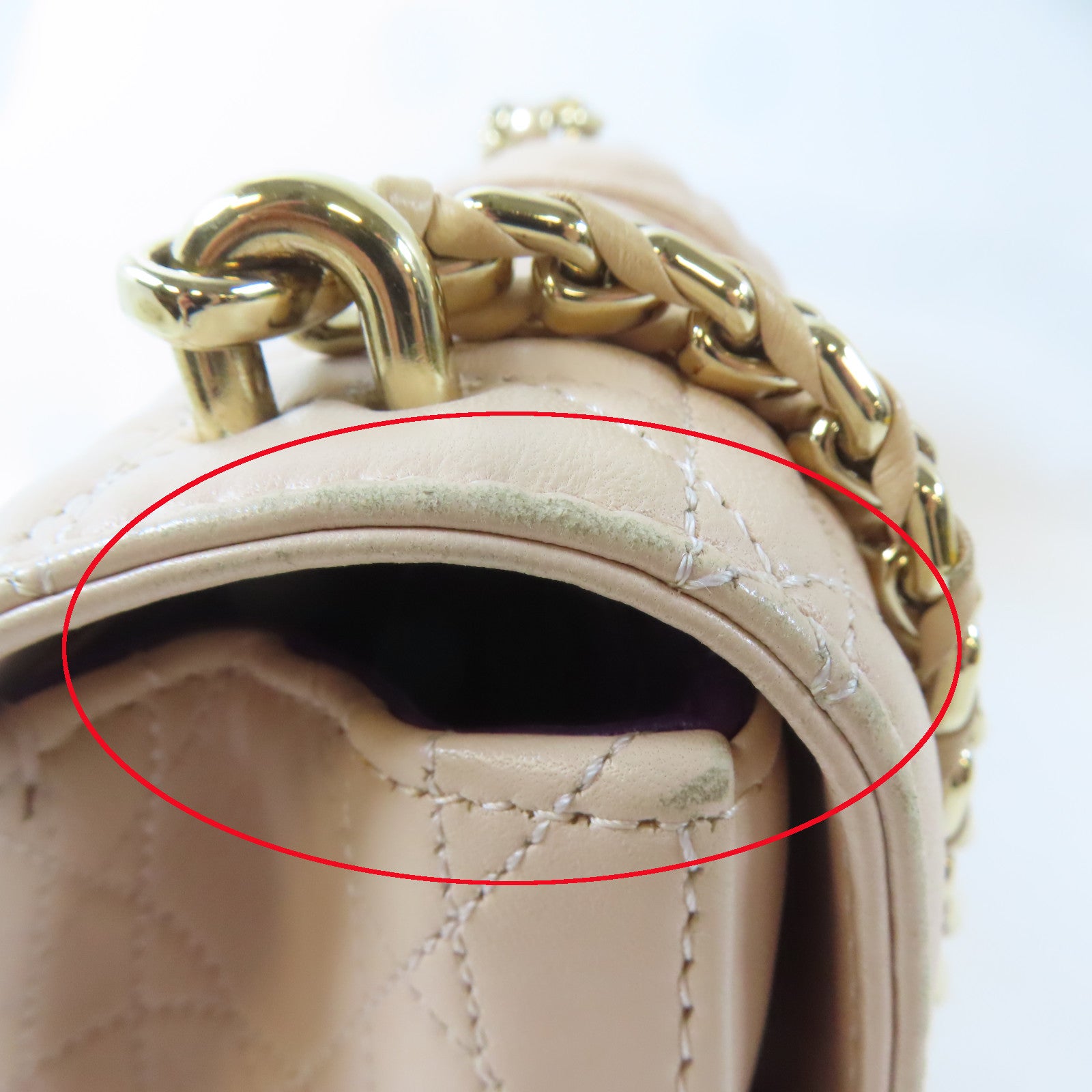 Dior 羊皮皮革Chain Shoulder金扣鏈帶肩背袋淺粉紅色
