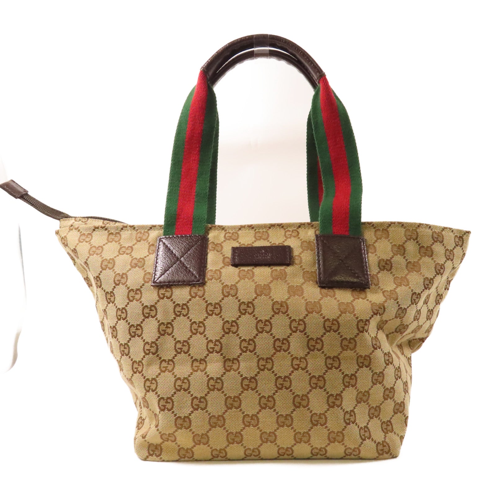 GUCCI 帆布Tote Bag銀扣手挽袋啡色
