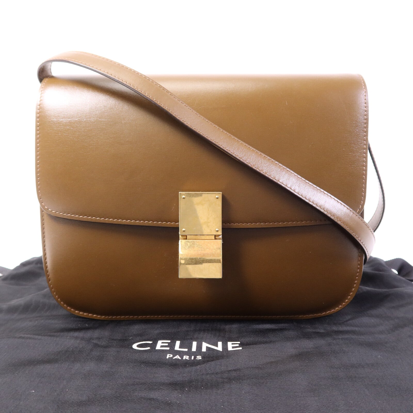 CELINE 牛皮皮革Classic Box金扣肩背袋