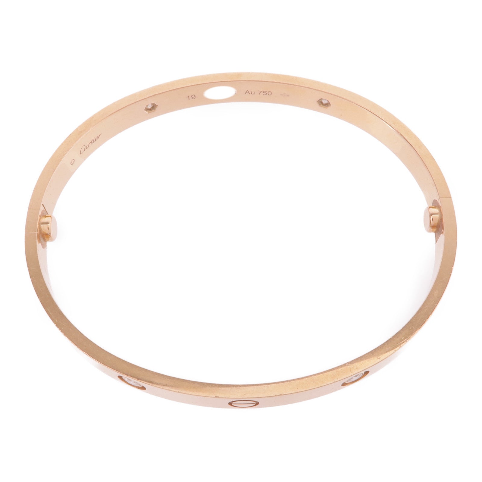 CARTIER 18K玫瑰金Love Bracelet 4 Diamonds鑽石手鐲Cartier#19