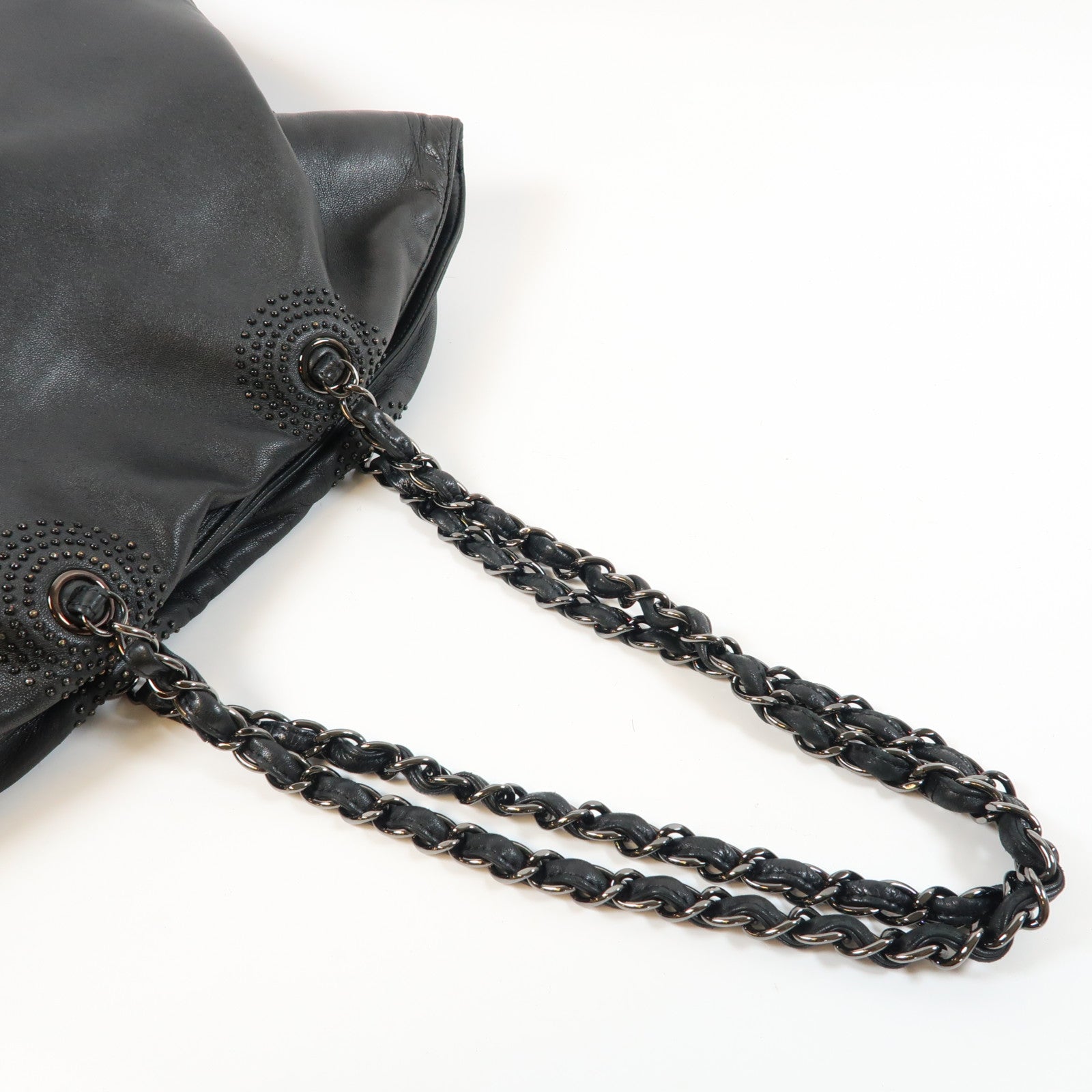 CHANEL 【激減優惠】羊皮皮革Shoulder Bag銀扣鏈帶肩背袋黑色