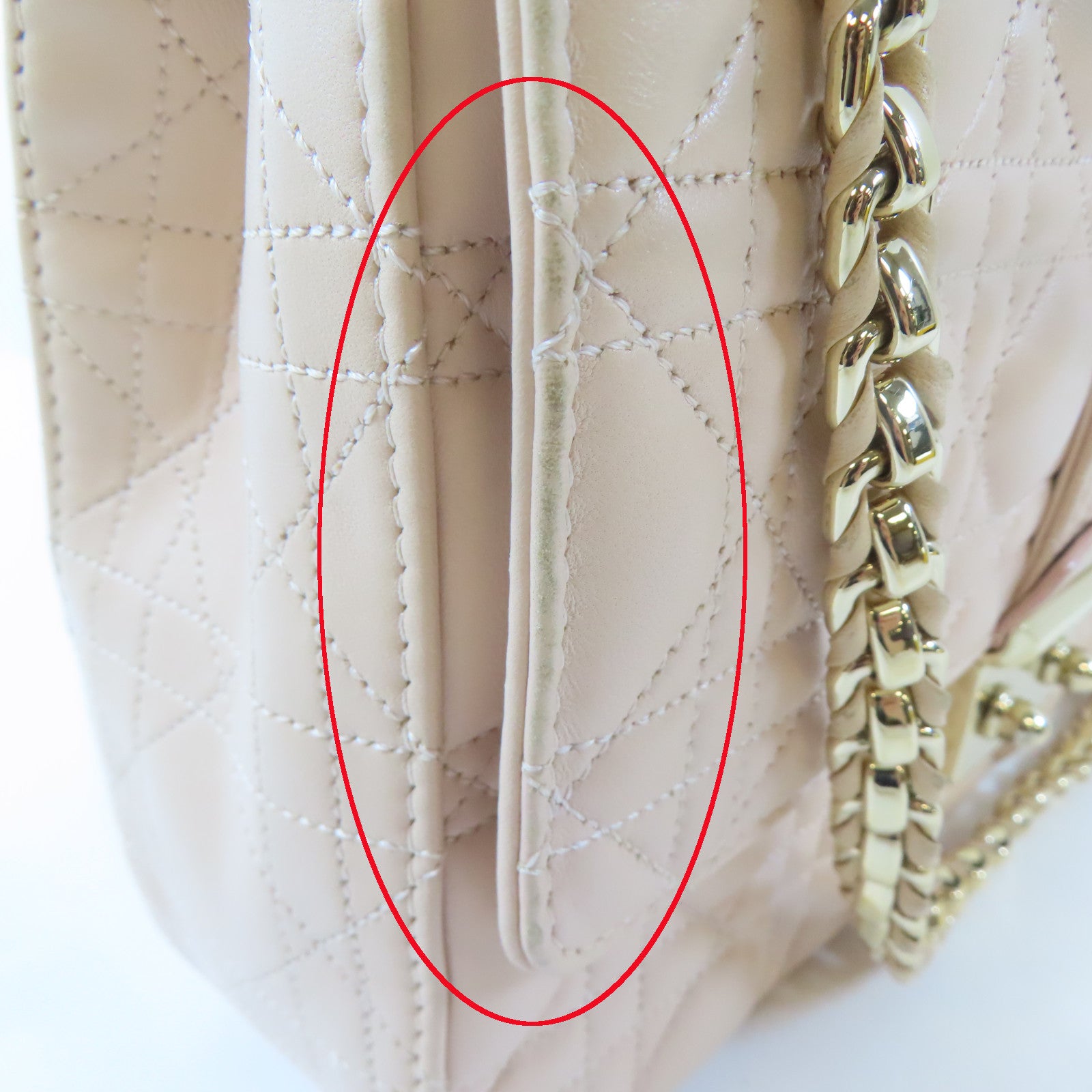 Dior 羊皮皮革Chain Shoulder金扣鏈帶肩背袋淺粉紅色