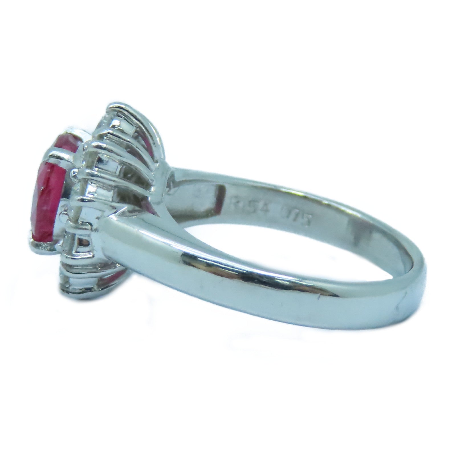 JEWELRY **【激減優惠】PT900鉑金1.54ct紅寶石0.75ct鑽石戒指銀色US#4.75