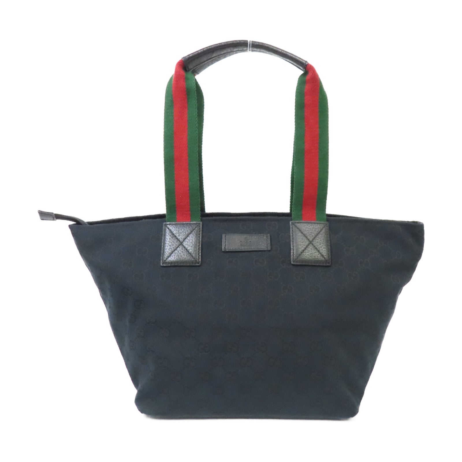 GUCCI 帆布Tote Bag銀扣手挽袋黑色