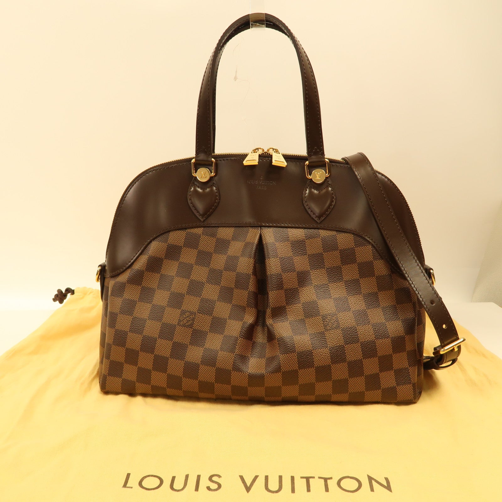 LOUIS VUITTON Damier Salvi金扣手挽肩背兩用袋啡色