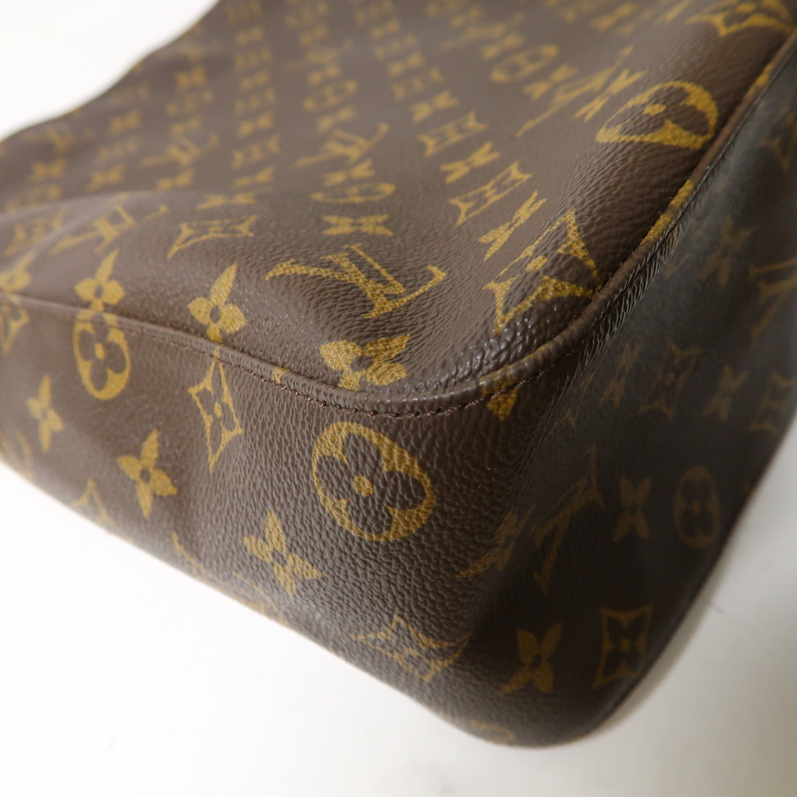 LOUIS VUITTON Monogram Looping GM金扣肩背袋啡色