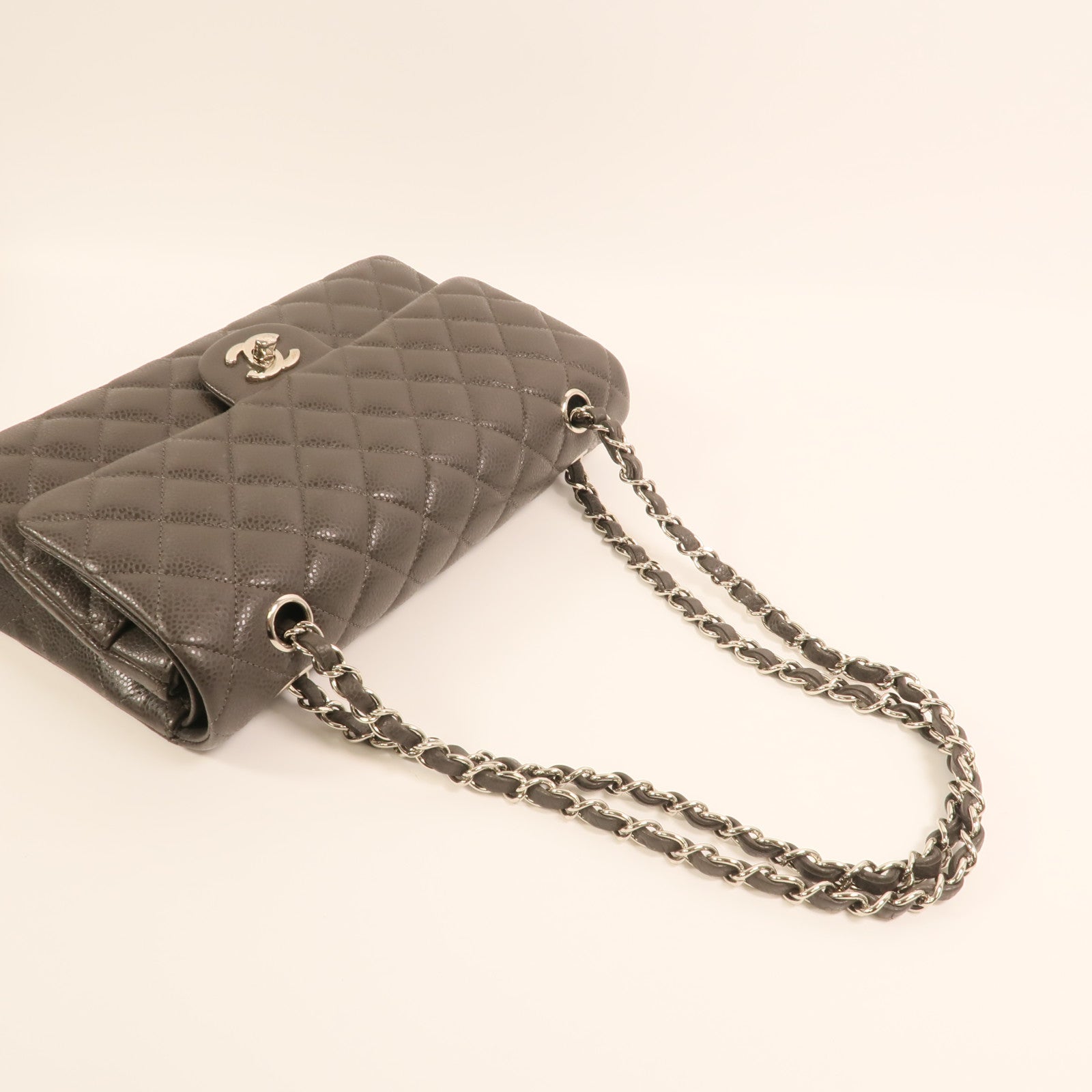 CHANEL 牛皮皮革Classic 25銀扣鏈帶肩背袋